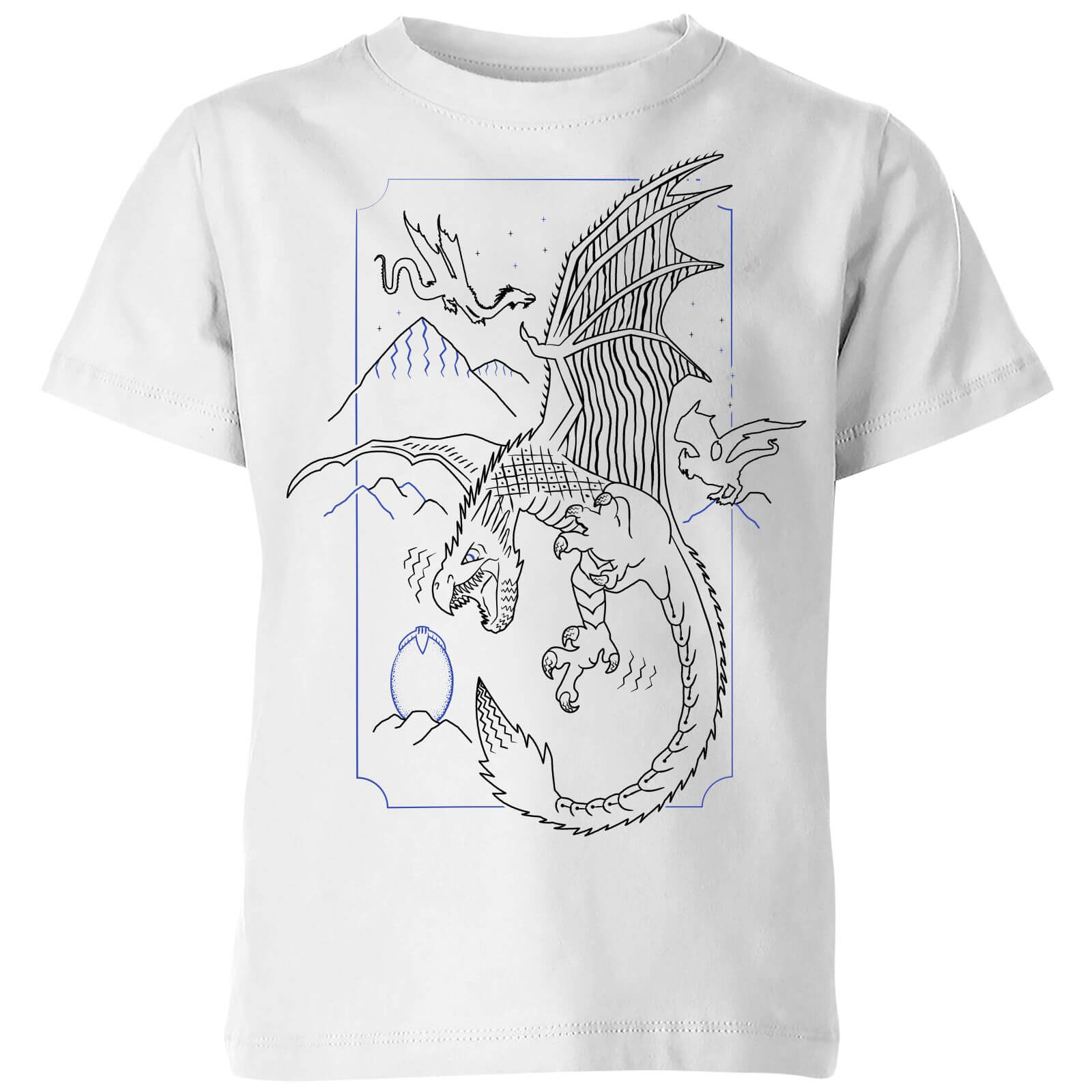 Harry Potter Dragon Line Art Kids T Shirt White Iwoot Uk