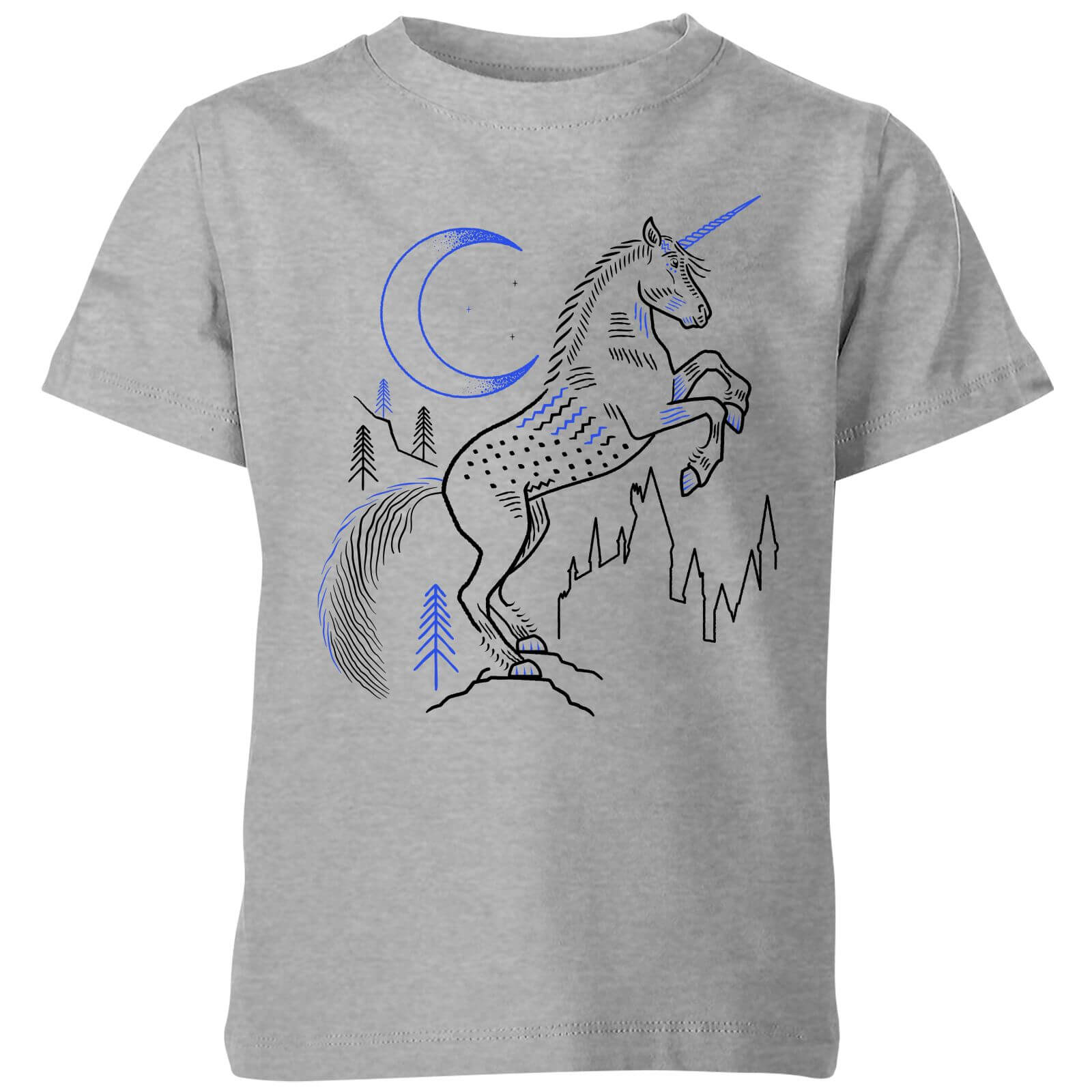 T Shirt Enfant Dessin Au Trait Licorne Harry Potter Gris
