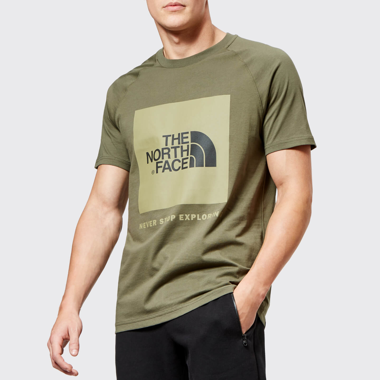 khaki green north face t shirt