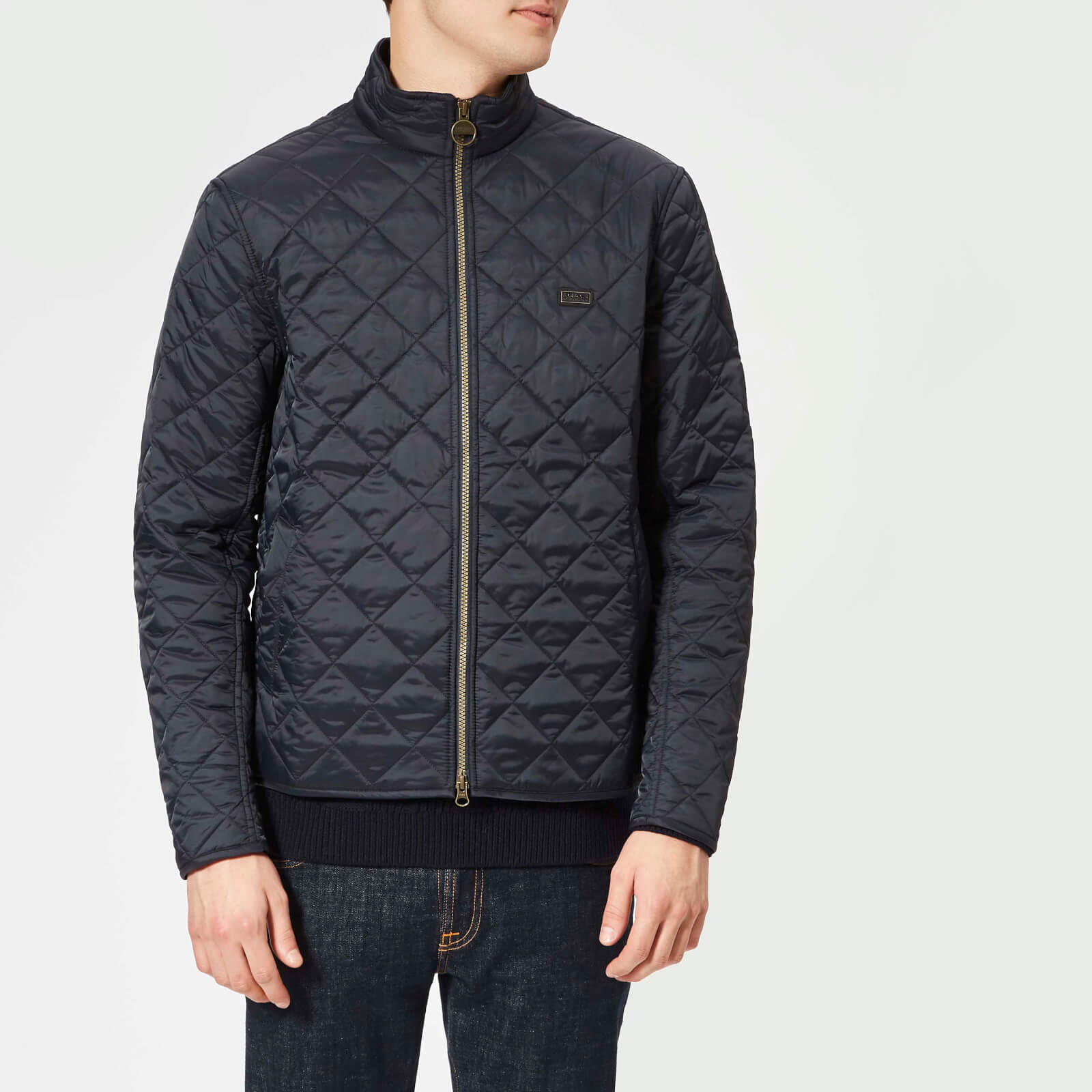 barbour international gear quilted jacket in navy