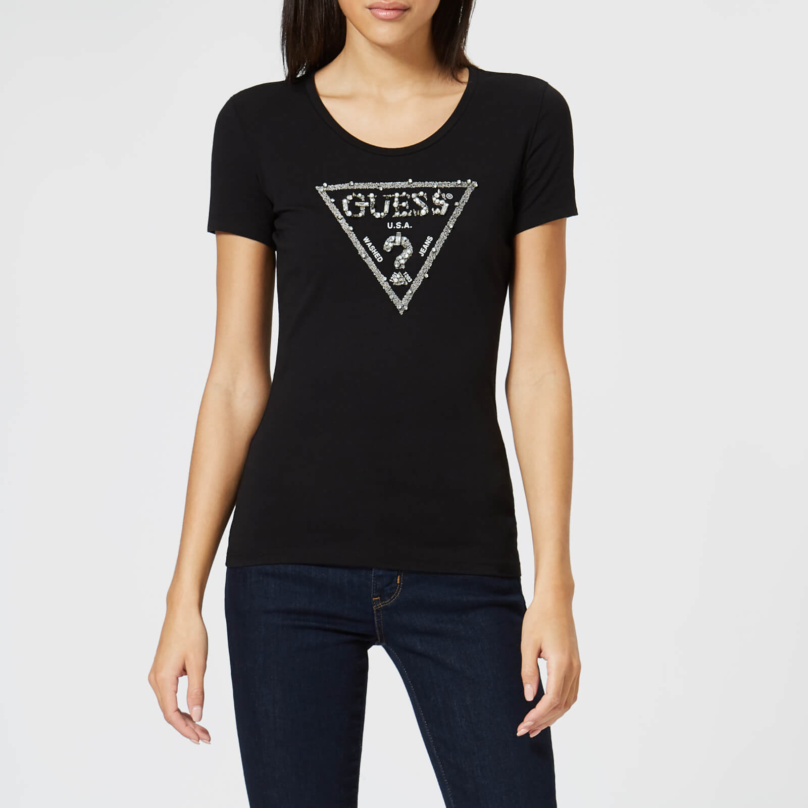 guess black t shirt women's