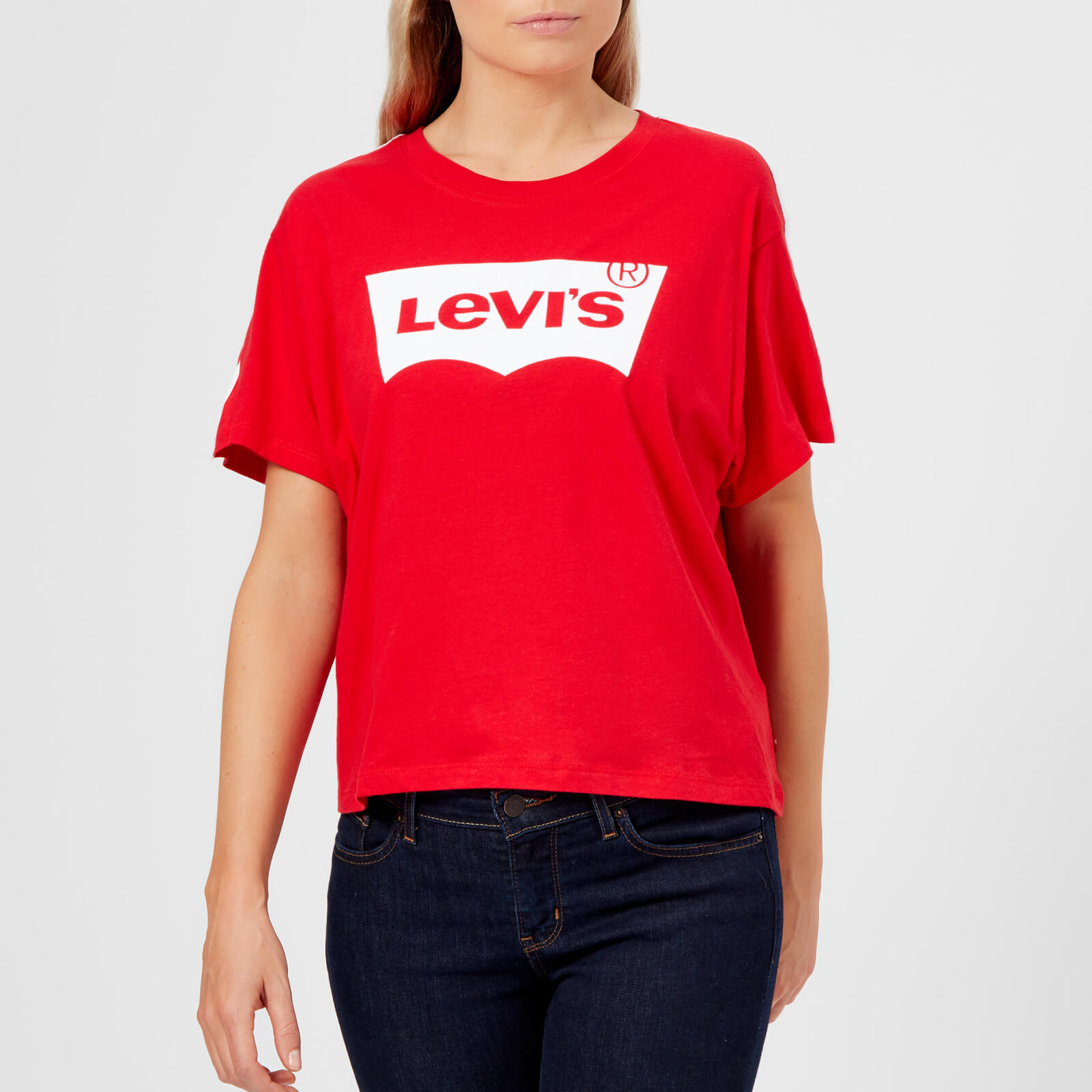 levi's white t shirt with red logo women's
