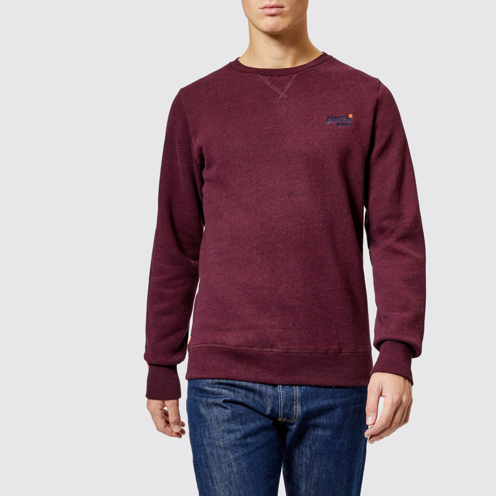 XXXL S Superdry Orange Label Sweatshirt Crew Neck Boston Burgundy Grit Sizes