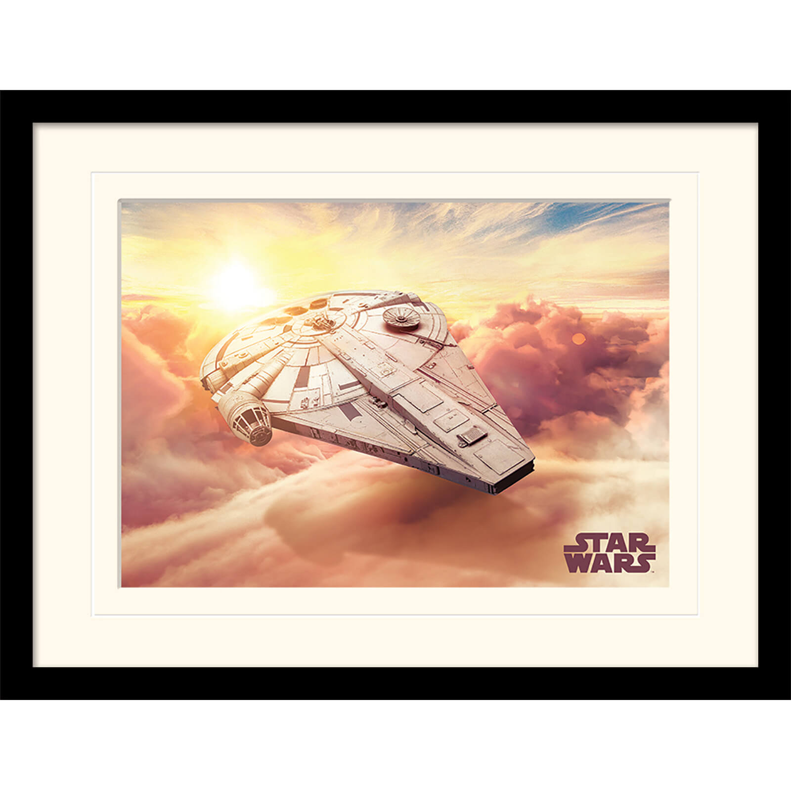 Solo A Star Wars Story Millennium Falcon Mounted Framed 30 X 40cm Print