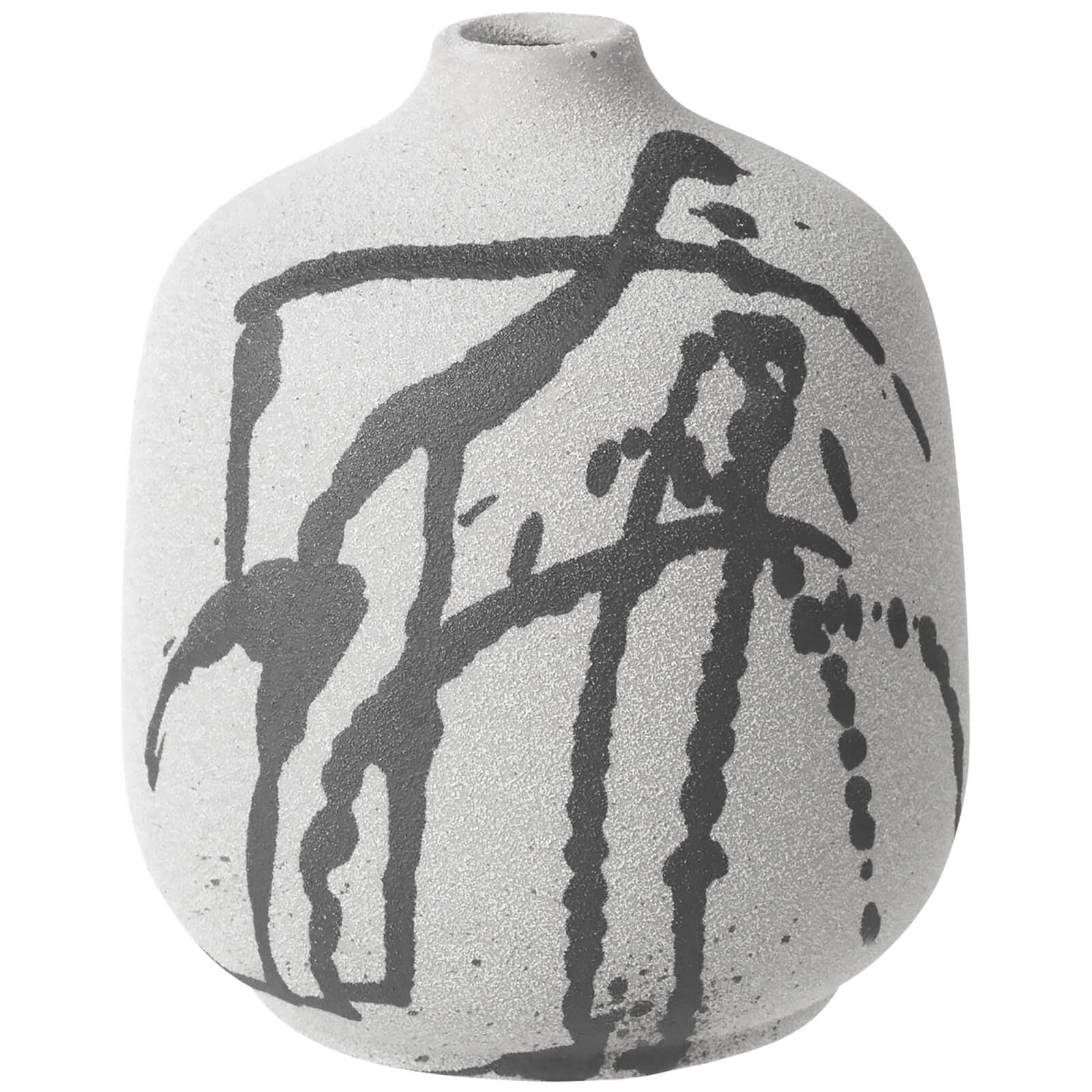 Broste Copenhagen Splash Bottle Ceramic Vase Grey And White