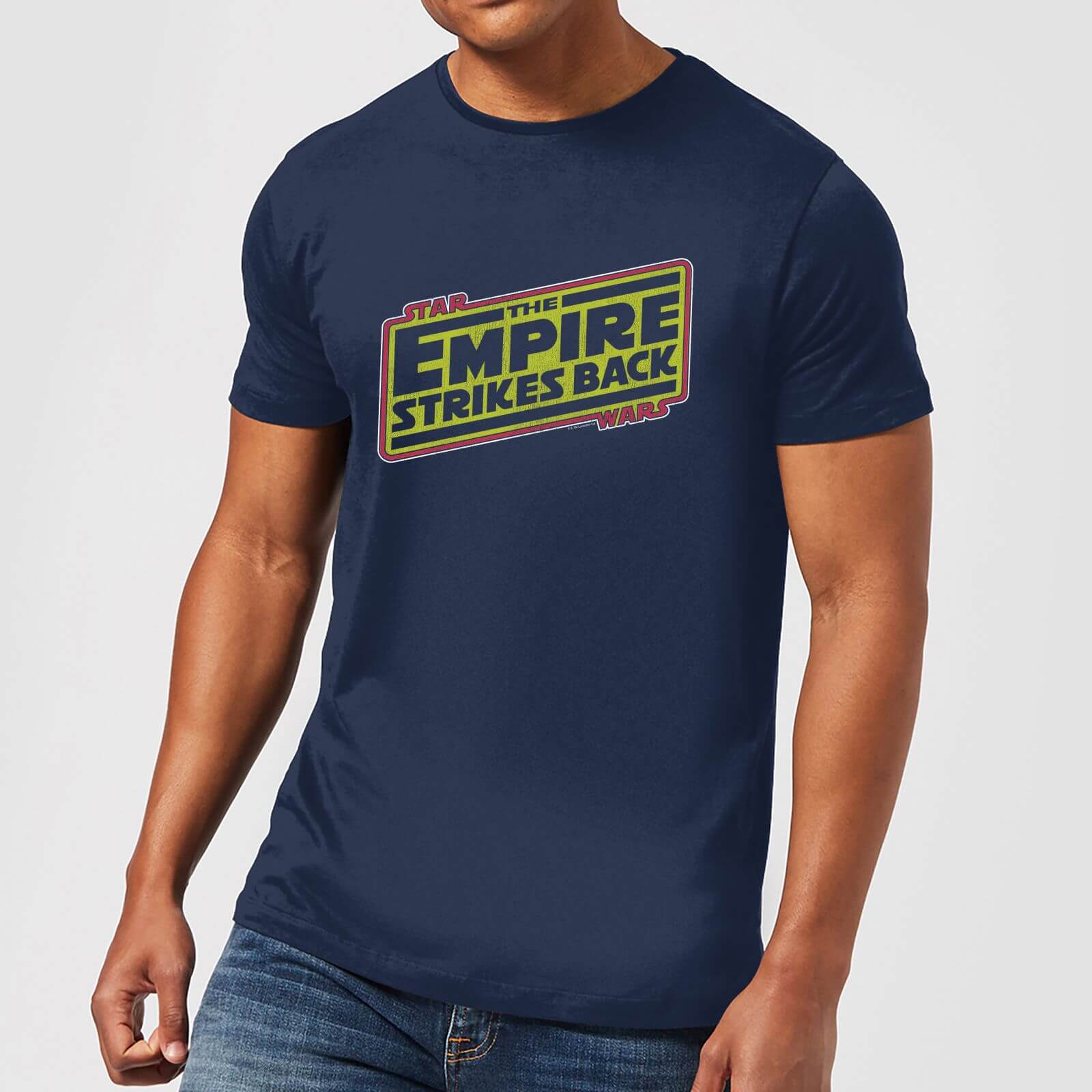 Star Wars Empire Strikes Back Logo Men S T Shirt Navy Clothing