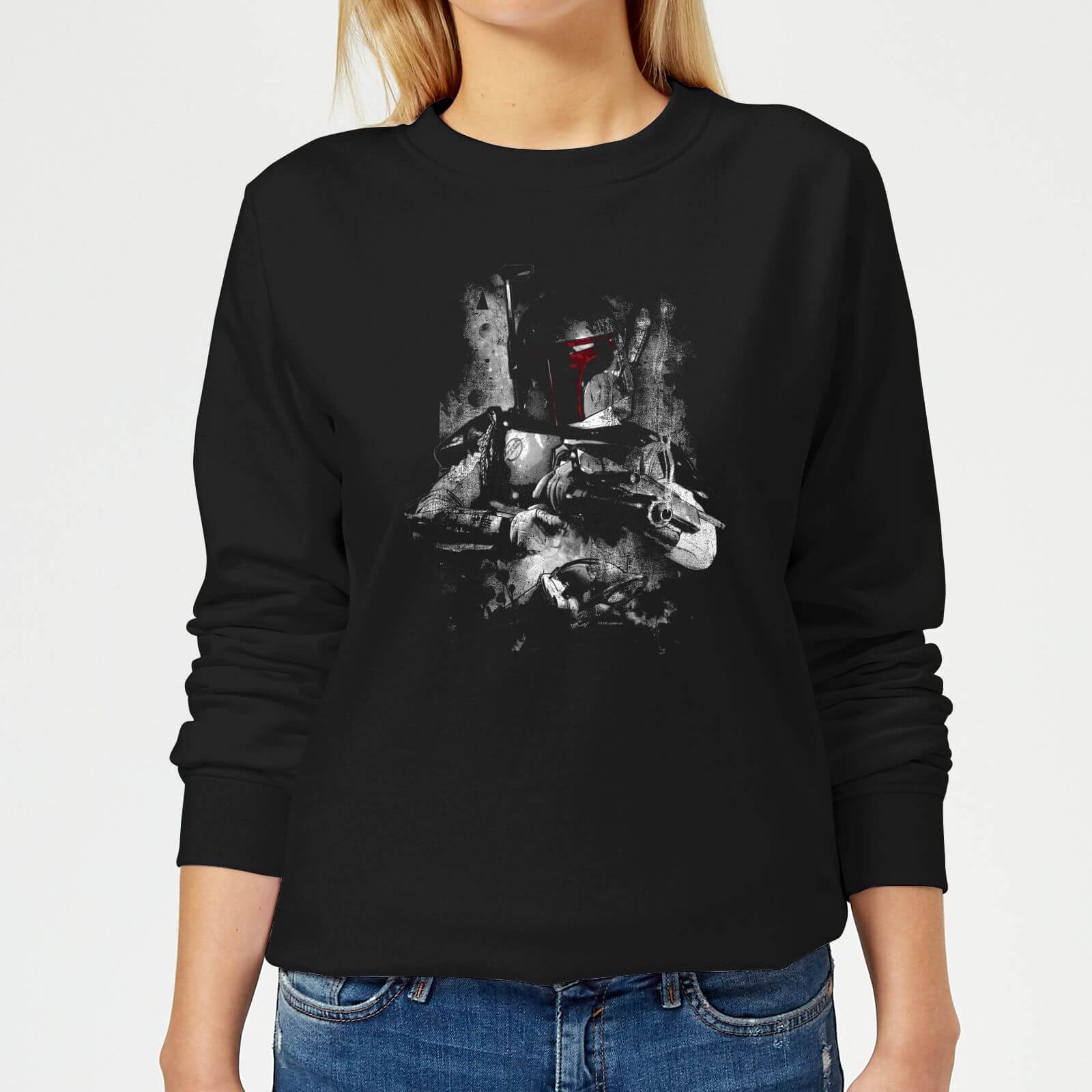 Star Wars Boba Fett Distressed Women S Sweatshirt Black Clothing