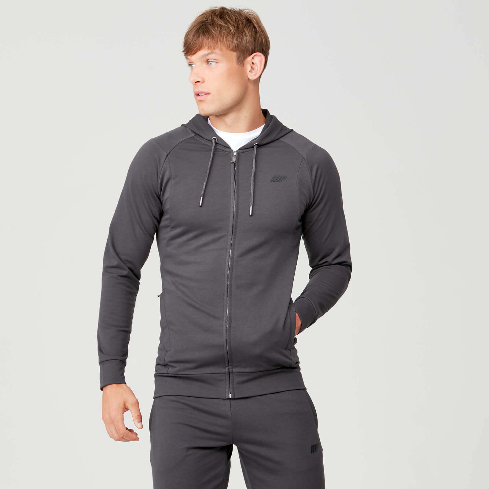 slim fit grey hoodie