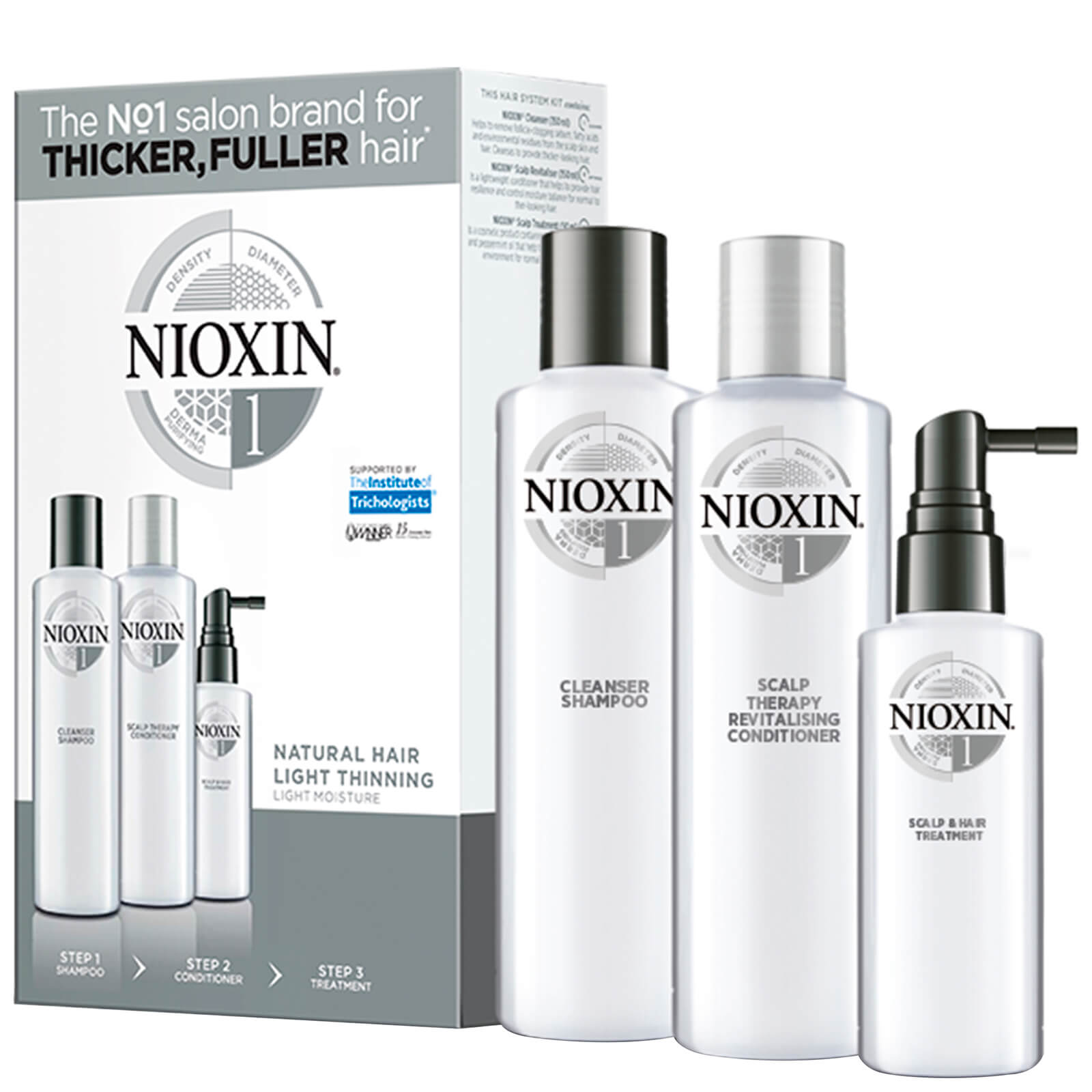 Nioxin 3 Part System Trial Kit 1 For Natural Hair With Light