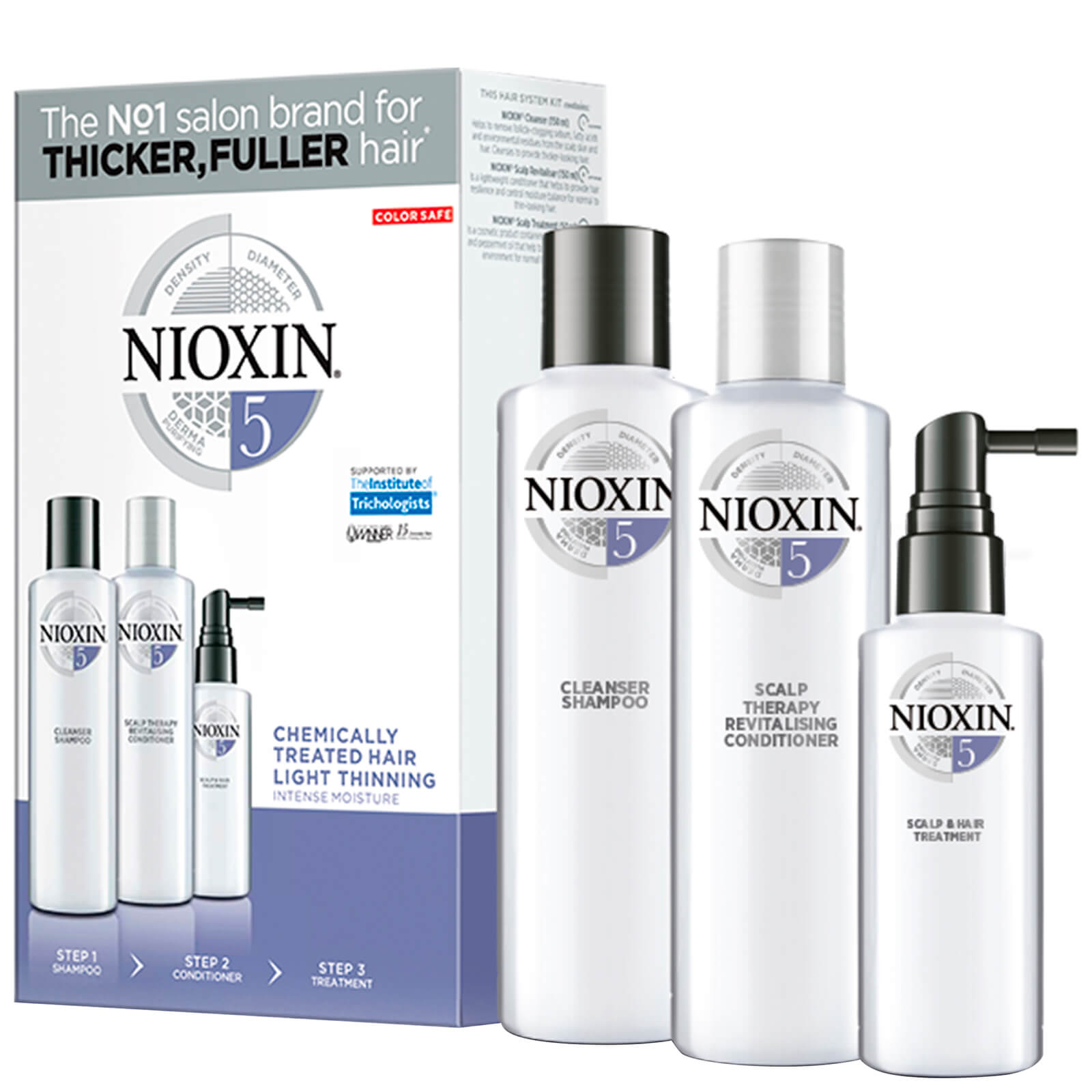 Nioxin 3 Part System Trial Kit 5 For Chemically Treated Hair With