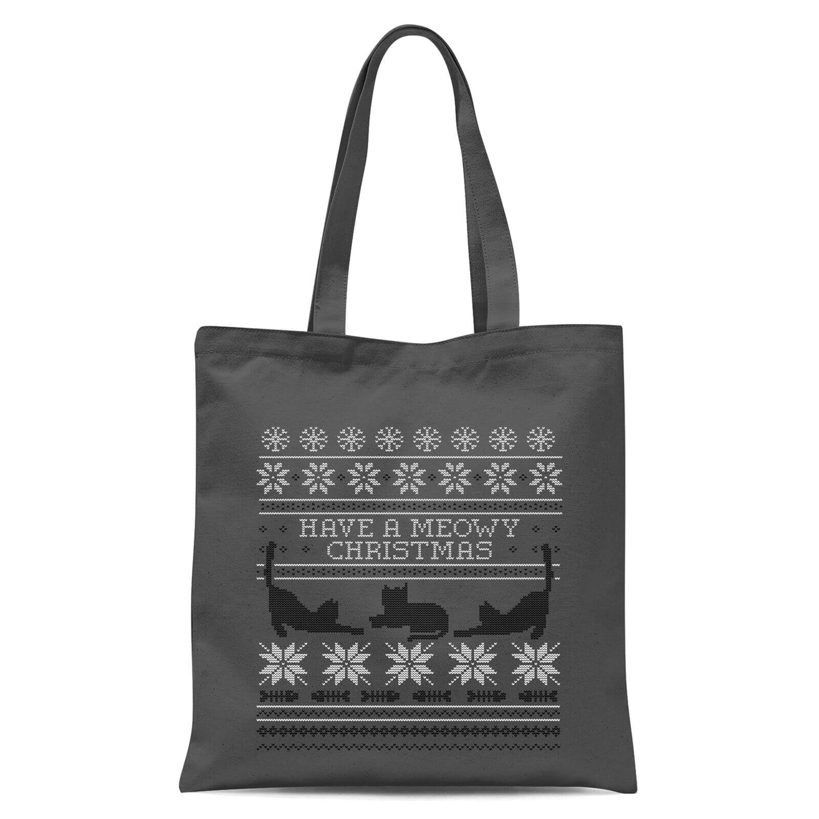 meowy christmas tote bag grey iwoot christmas tote bags