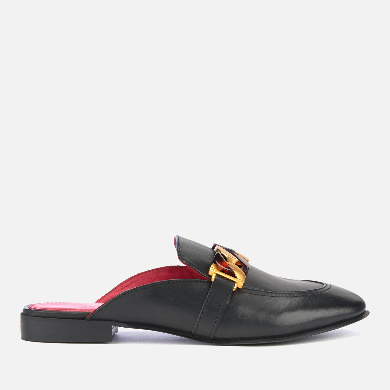 womens black backless loafers
