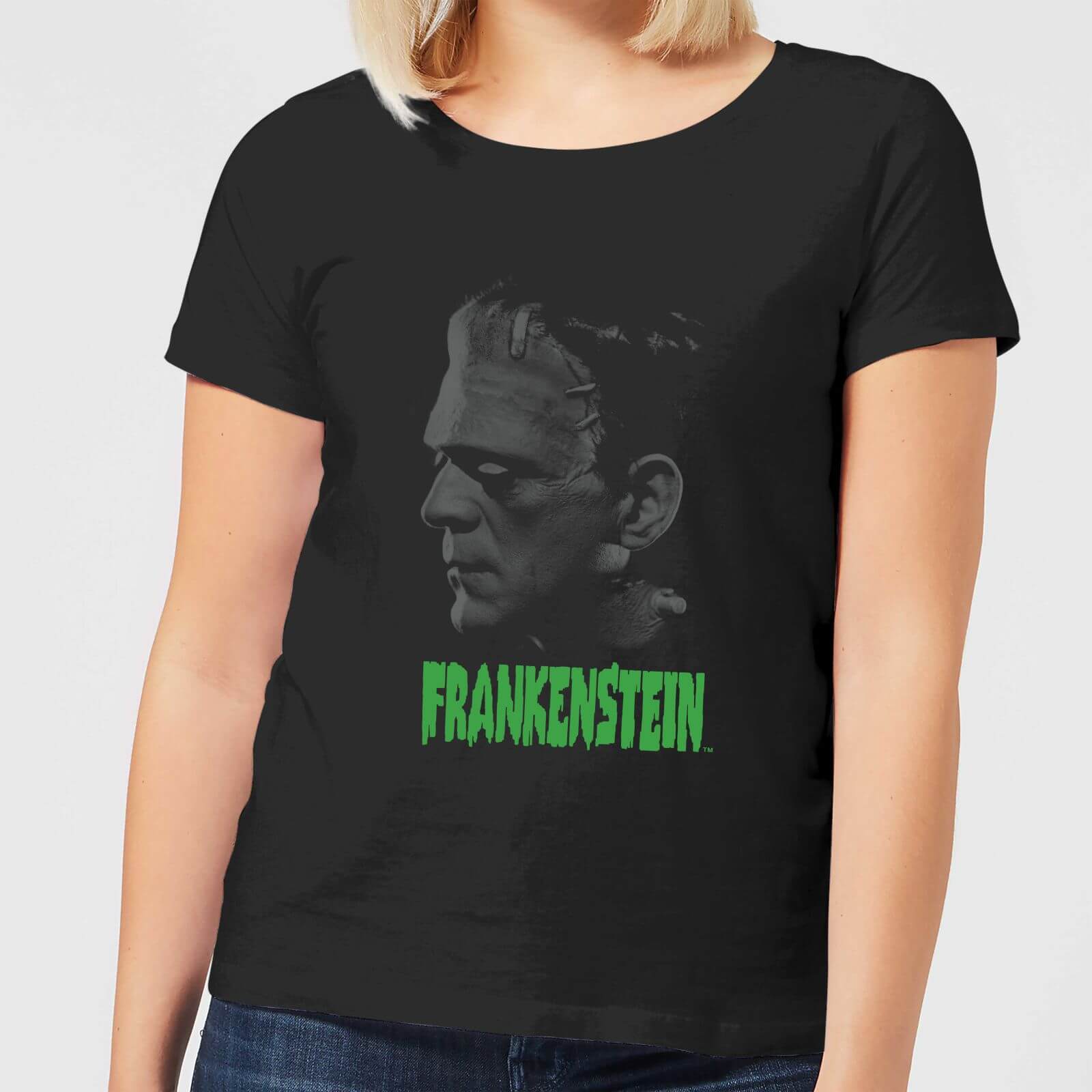 Universal Monsters Frankenstein Greyscale Women S T Shirt Black