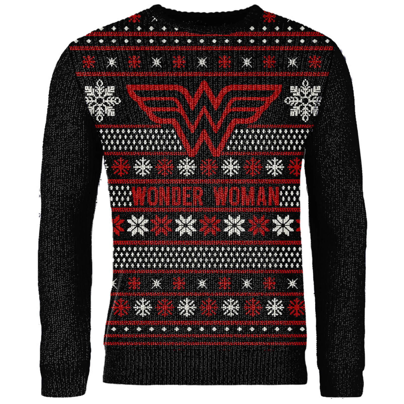 Zavvi Exclusive Wonder Woman Knitted Christmas Sweater Black Clothing Zavvi Us