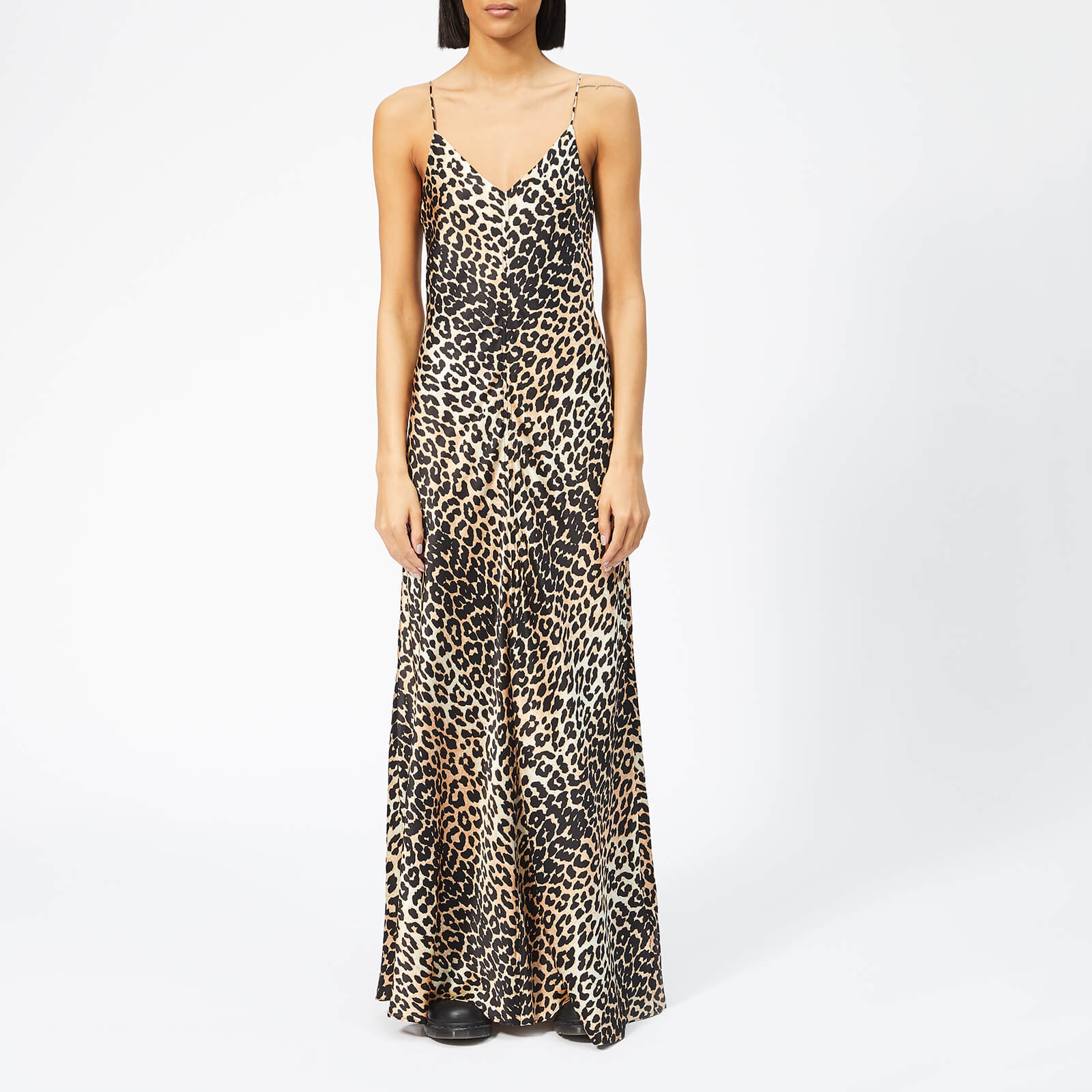 ganni leopard slip dress