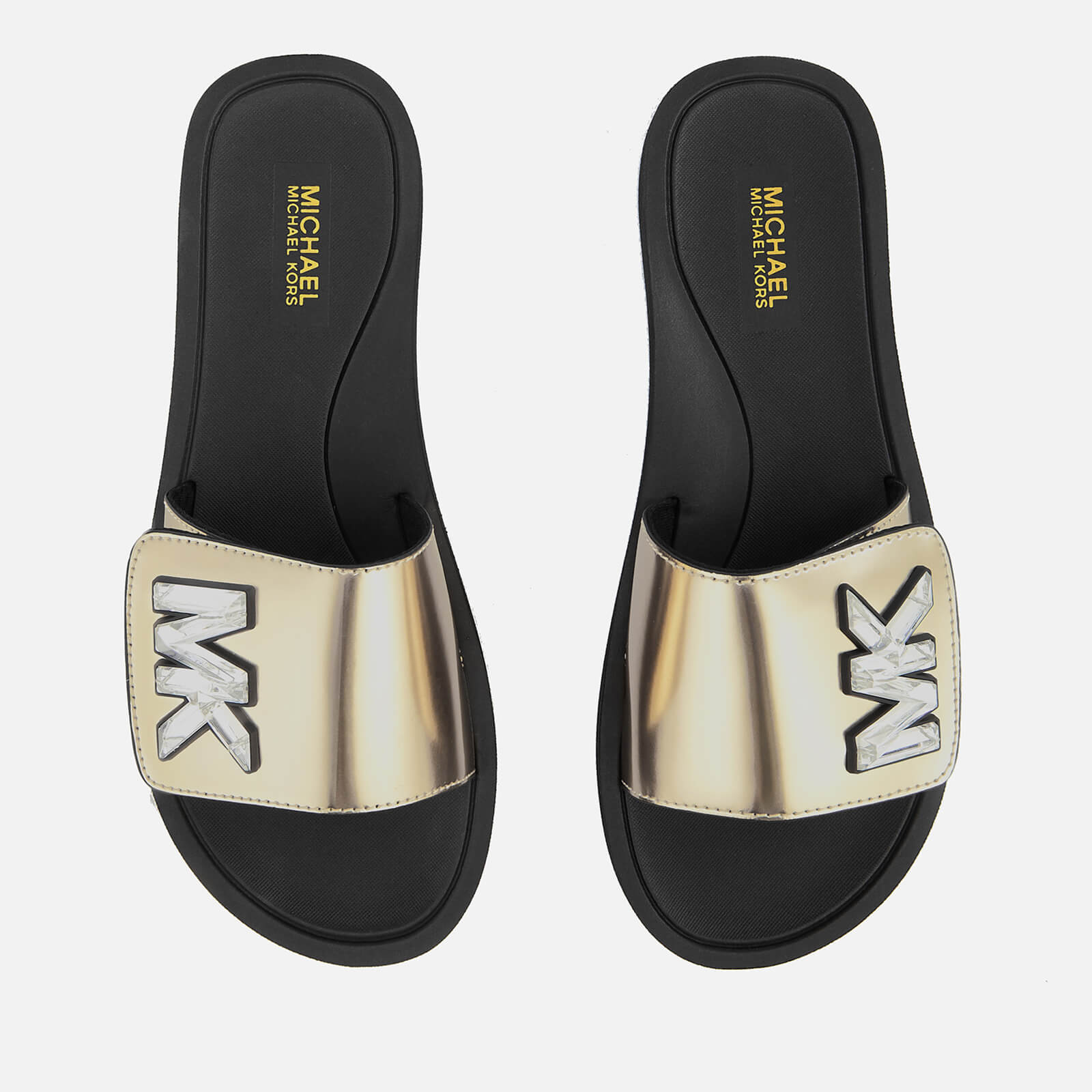 michael kors slide sandals gold