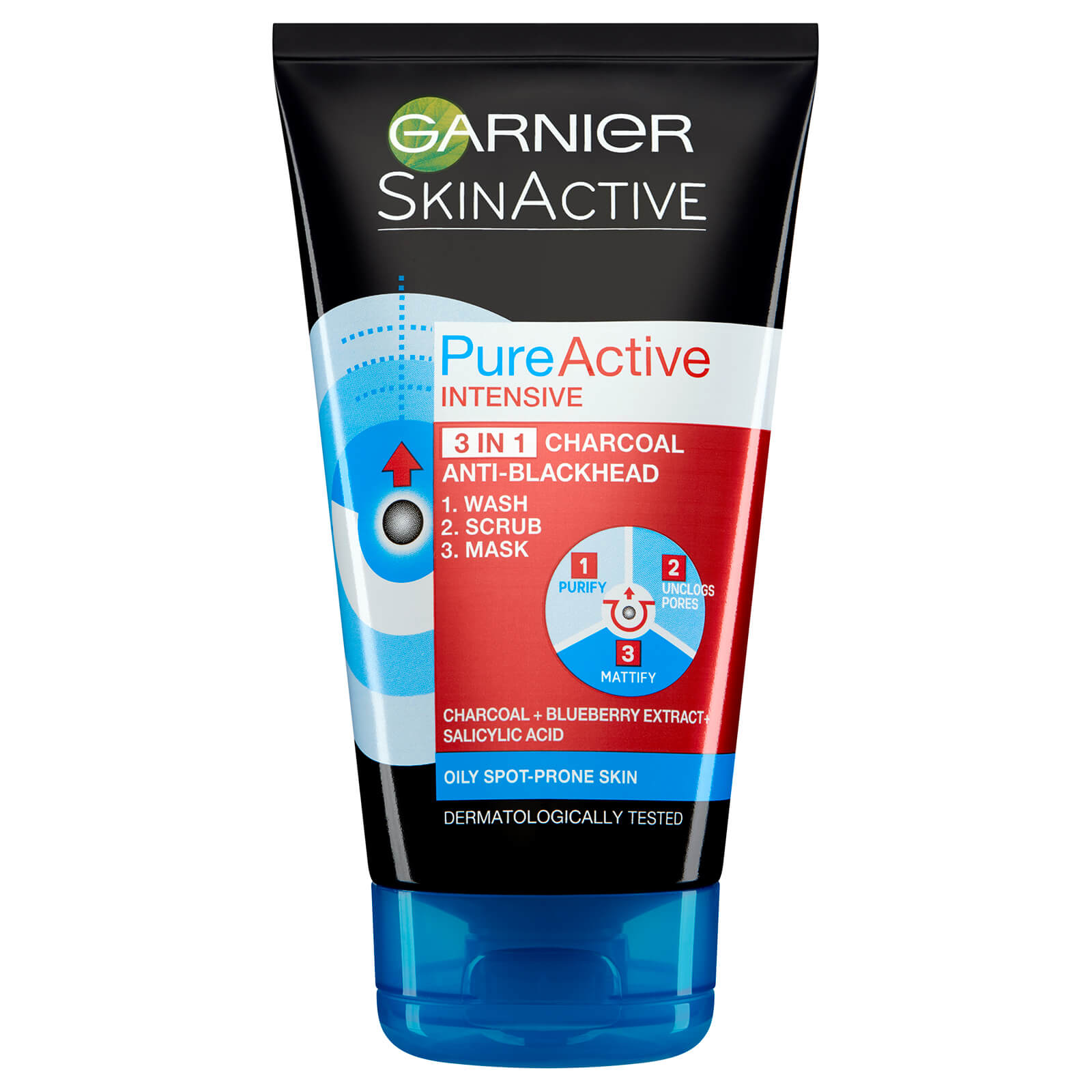 Garnier Pure Active 3in1 Charcoal Blackhead Mask Wash Scrub 150ml Free Us Shipping Lookfantastic