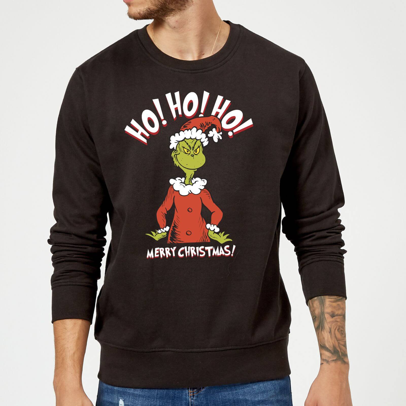 The Grinch Ho Ho Ho Smile Christmas Sweatshirt Black Clothing