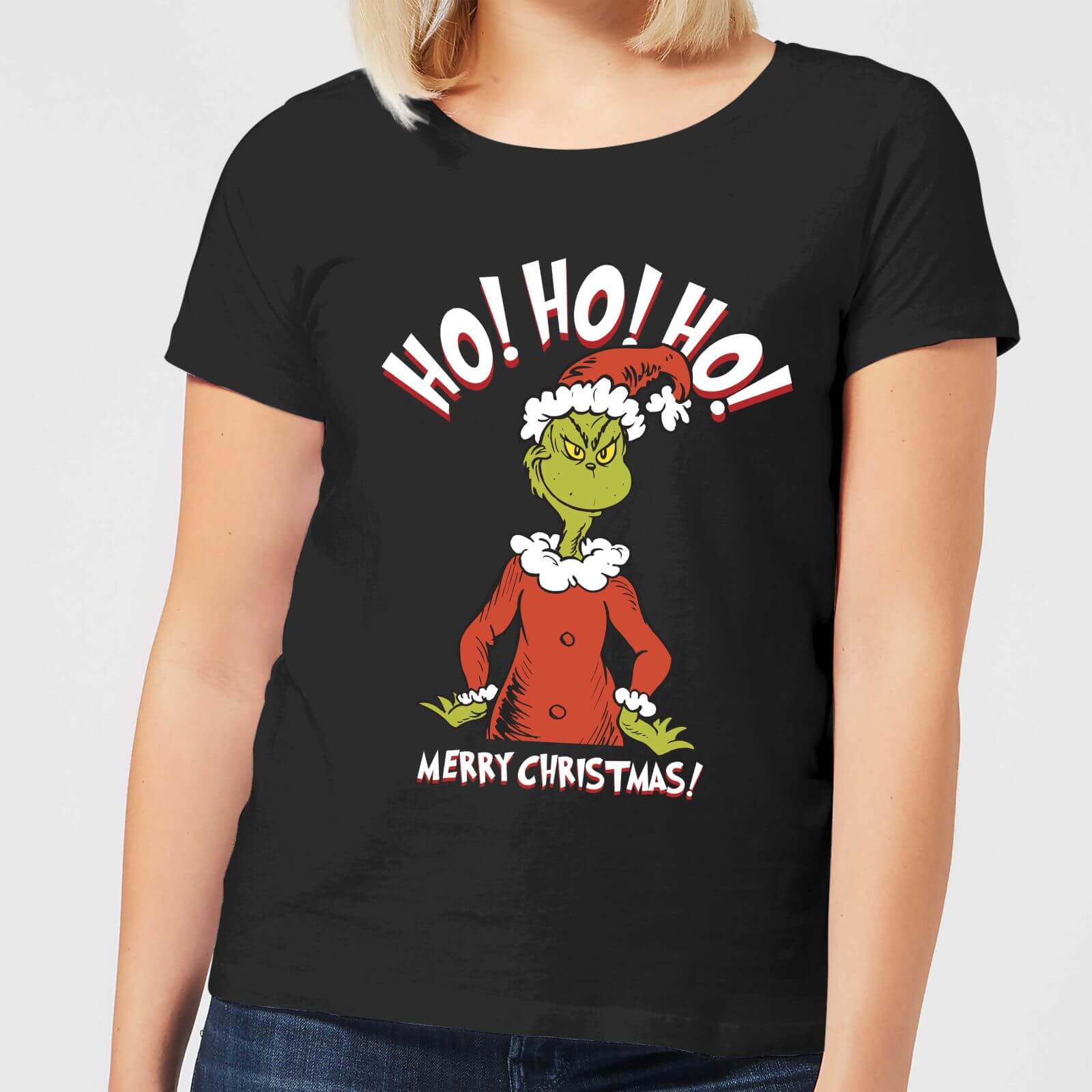 The Grinch Ho Ho Ho Smile Women S Christmas T Shirt Black