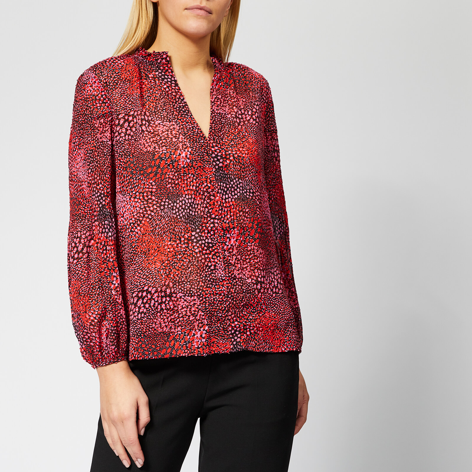Whistles Women S Elexis Abstract Animal Dobby Blouse Pink Multi Womens Clothing Thehut Com