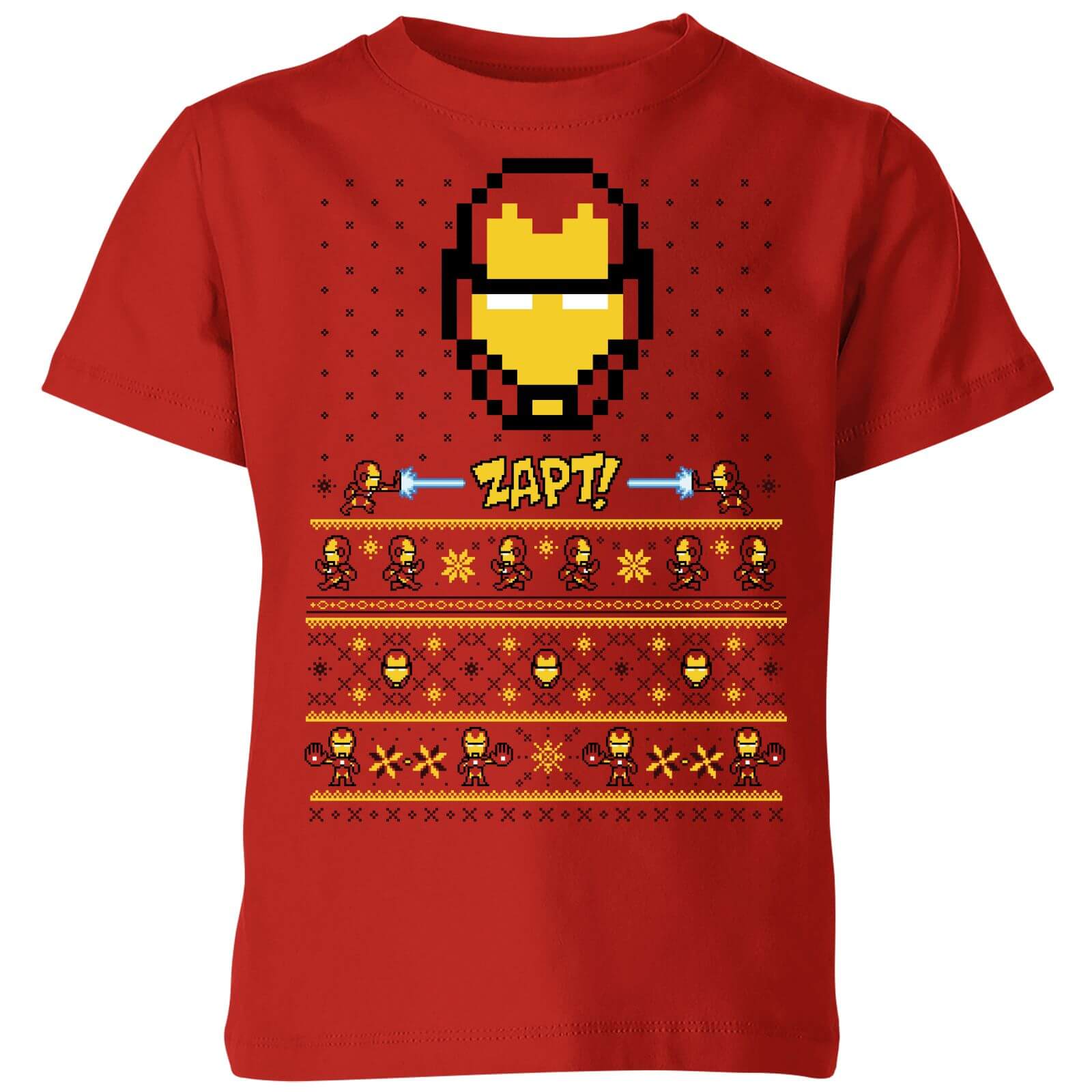 Marvel Pixel Iron Man Boys T-Shirt Red New Officially Licensed comic super hero