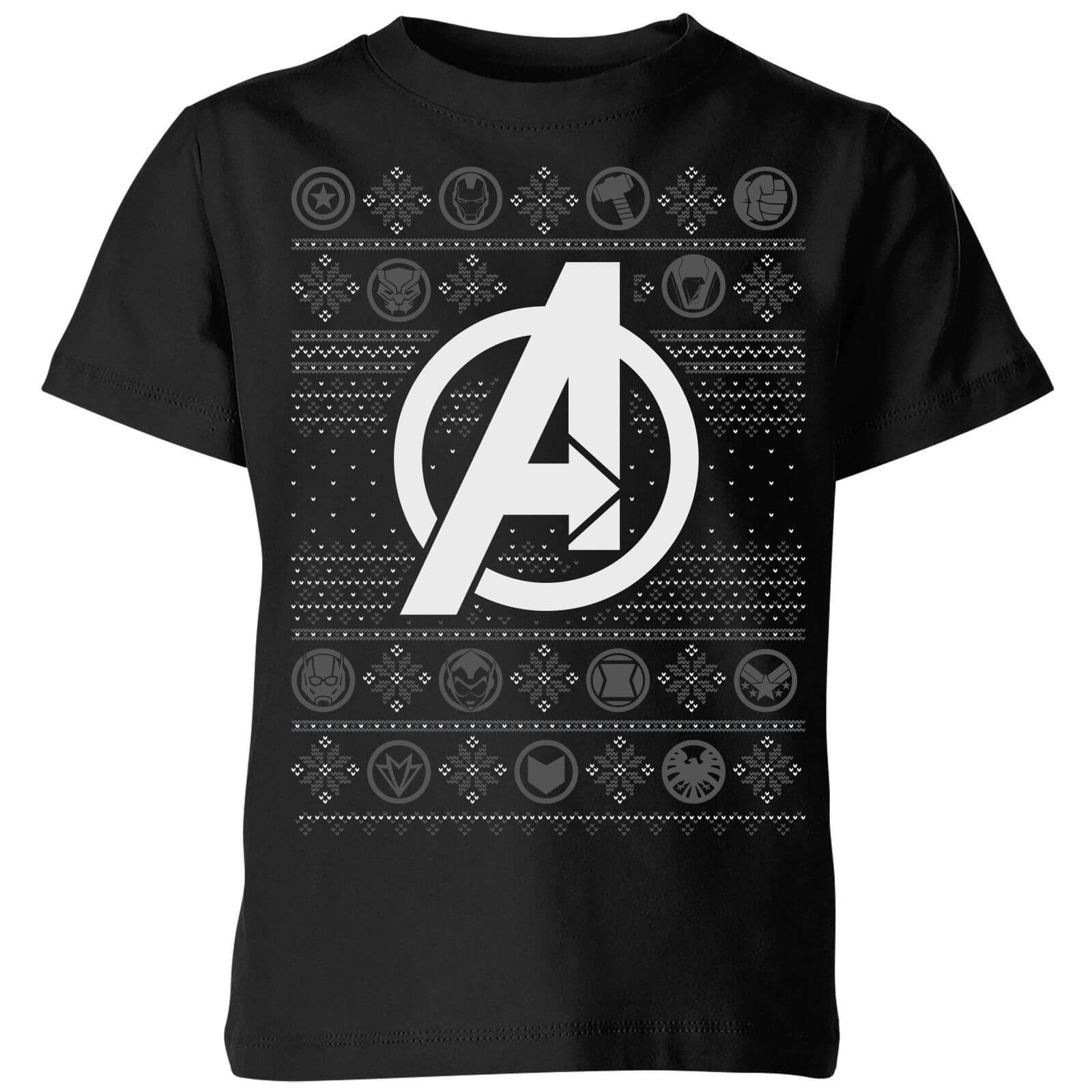 Marvel Avengers Logo Kids Christmas T Shirt Black Clothing Zavvi Us
