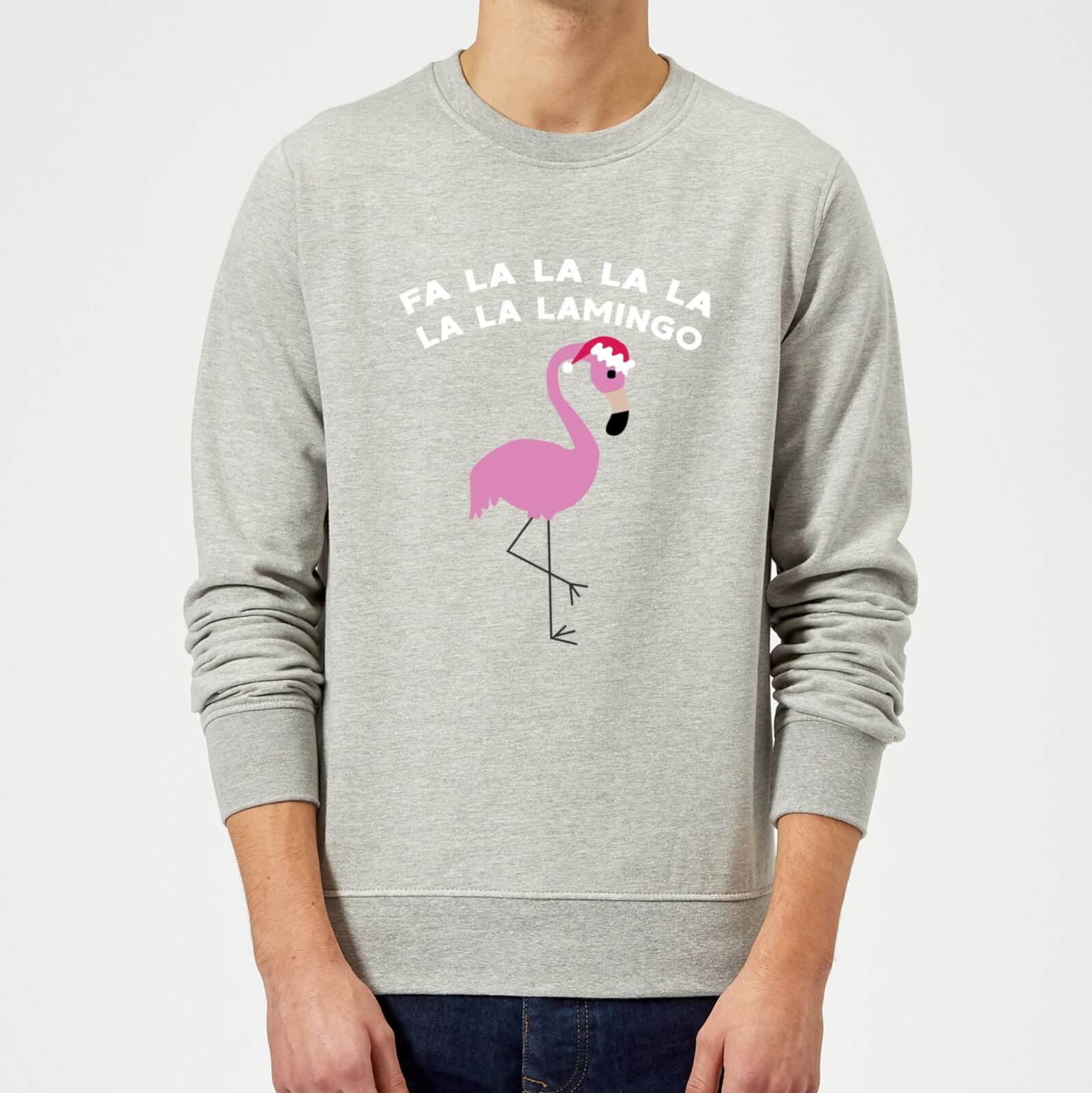 Fa La La La La La La Lamingo Christmas Sweatshirt Grey Sowia