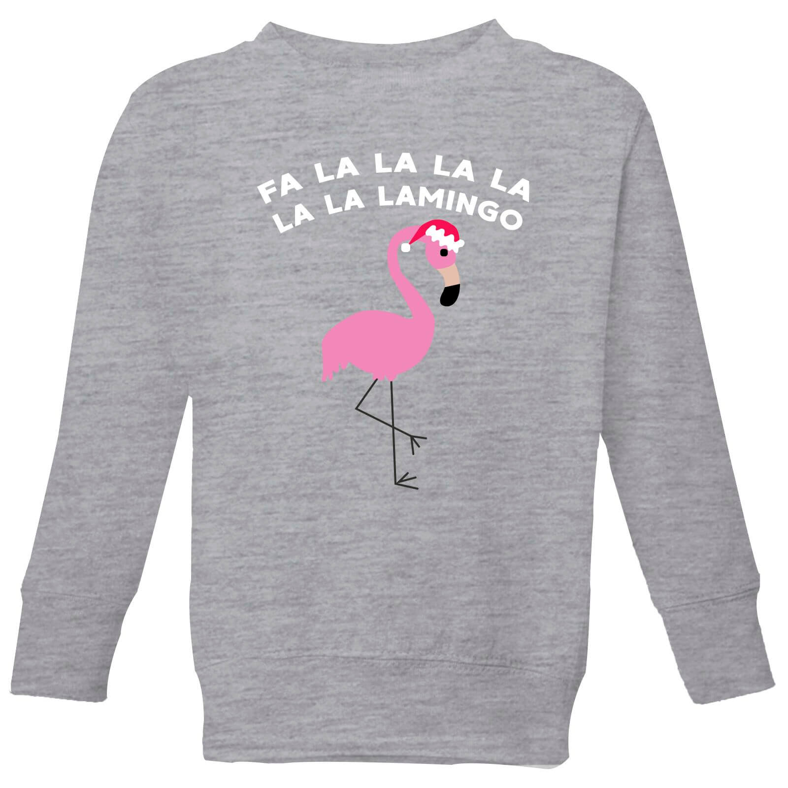 Fa La La La La La La Lamingo Kids Christmas Sweatshirt Grey Sowia