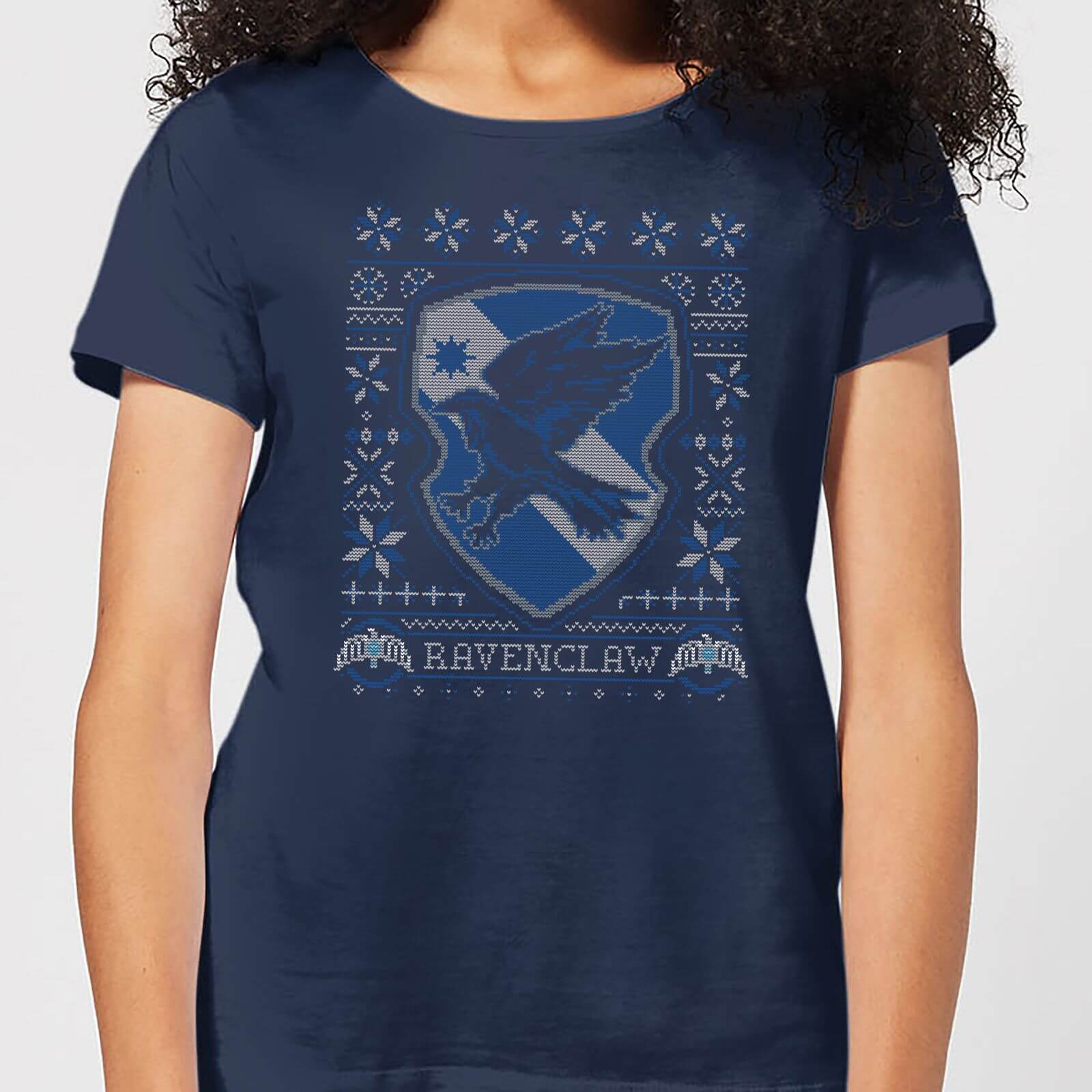 Harry Potter Ravenclaw Crest Damen Christmas T Shirt Navy Blau