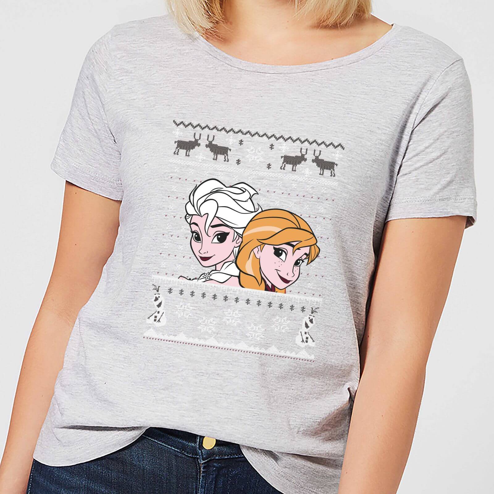 Disney Frozen Elsa And Anna Women S Christmas T Shirt Grey