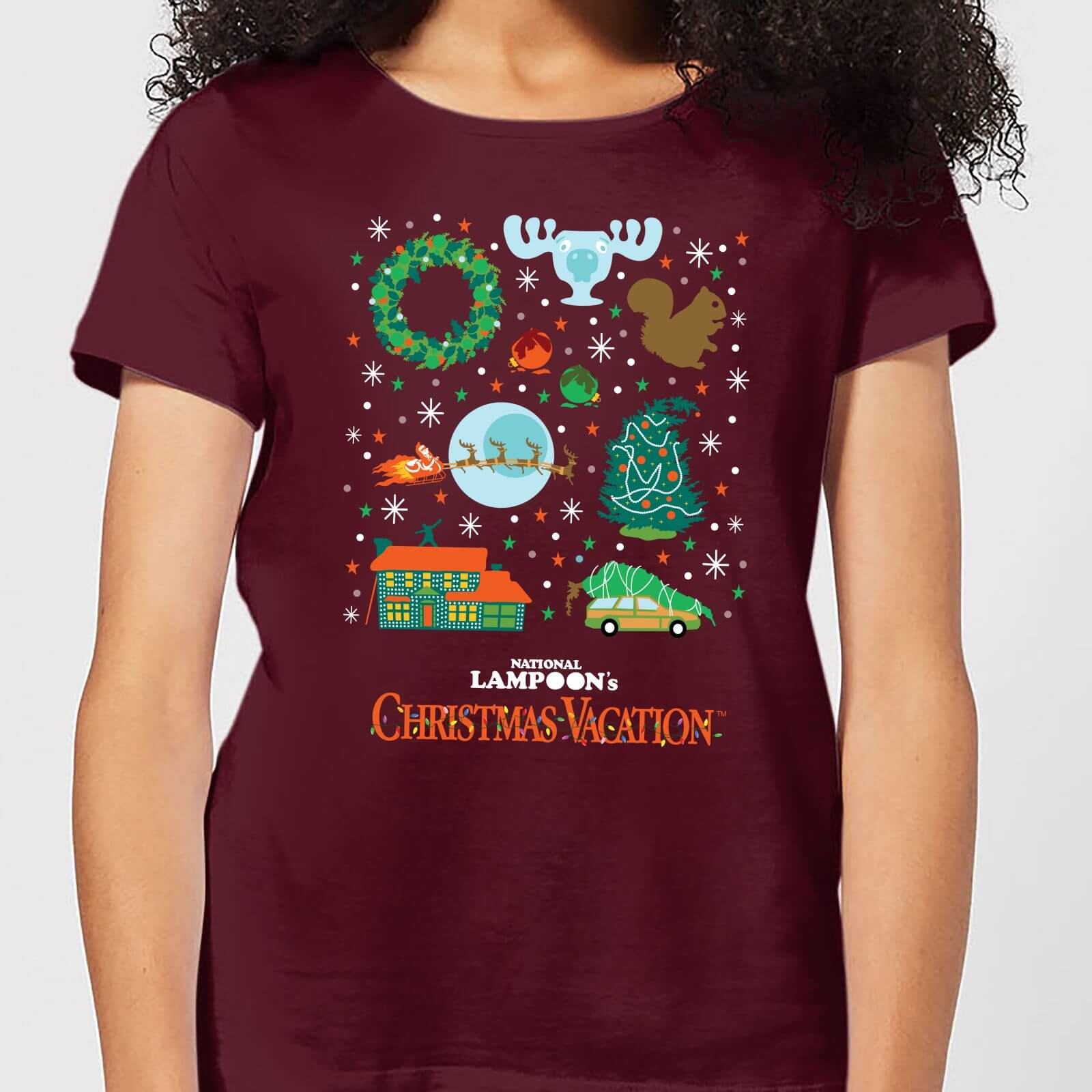 National Lampoon Griswold Christmas Starter Pack Women S Christmas T Shirt Burgundy Clothing Zavvi Uk