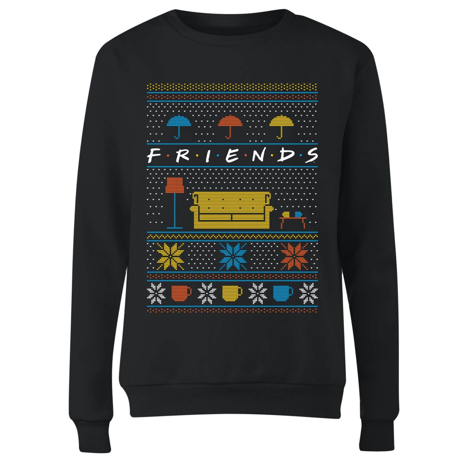 Friends Sofa Knit Women's Christmas Sweatshirt - Black