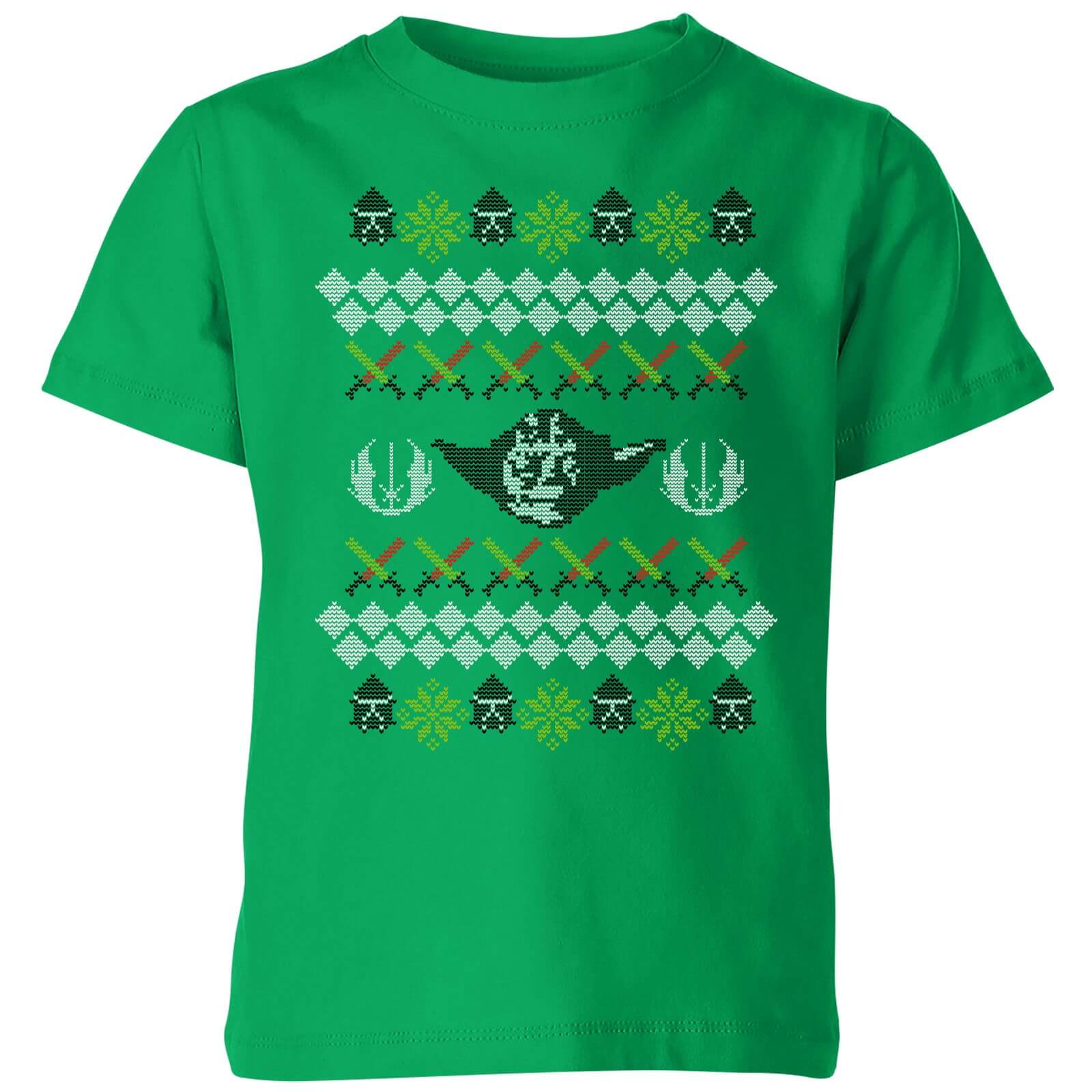 Star Wars Yoda Knit Kids Christmas T Shirt Kelly Green My Geek Box