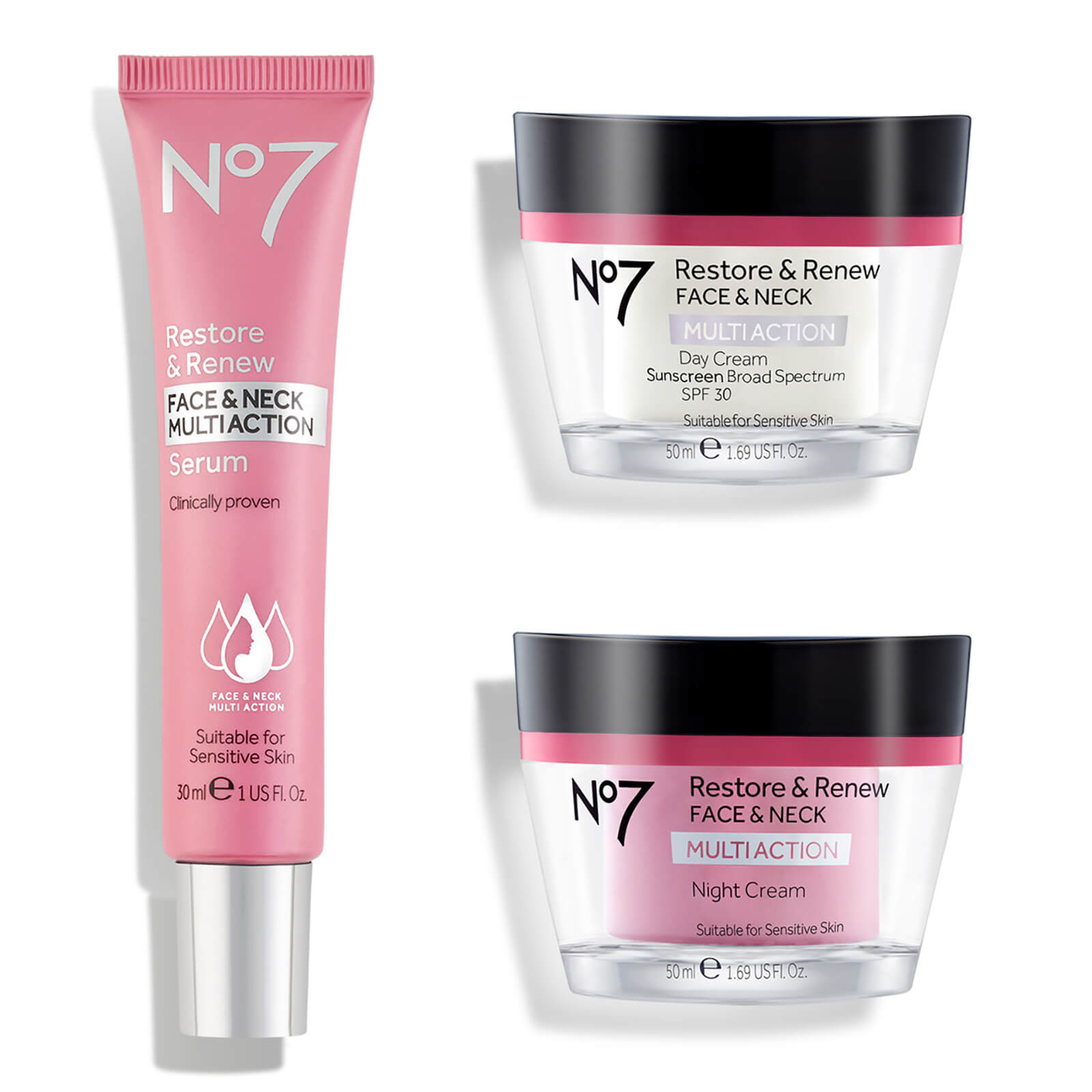 No7 Restore Renew Multi Action Face Neck Skincare System No7 Us