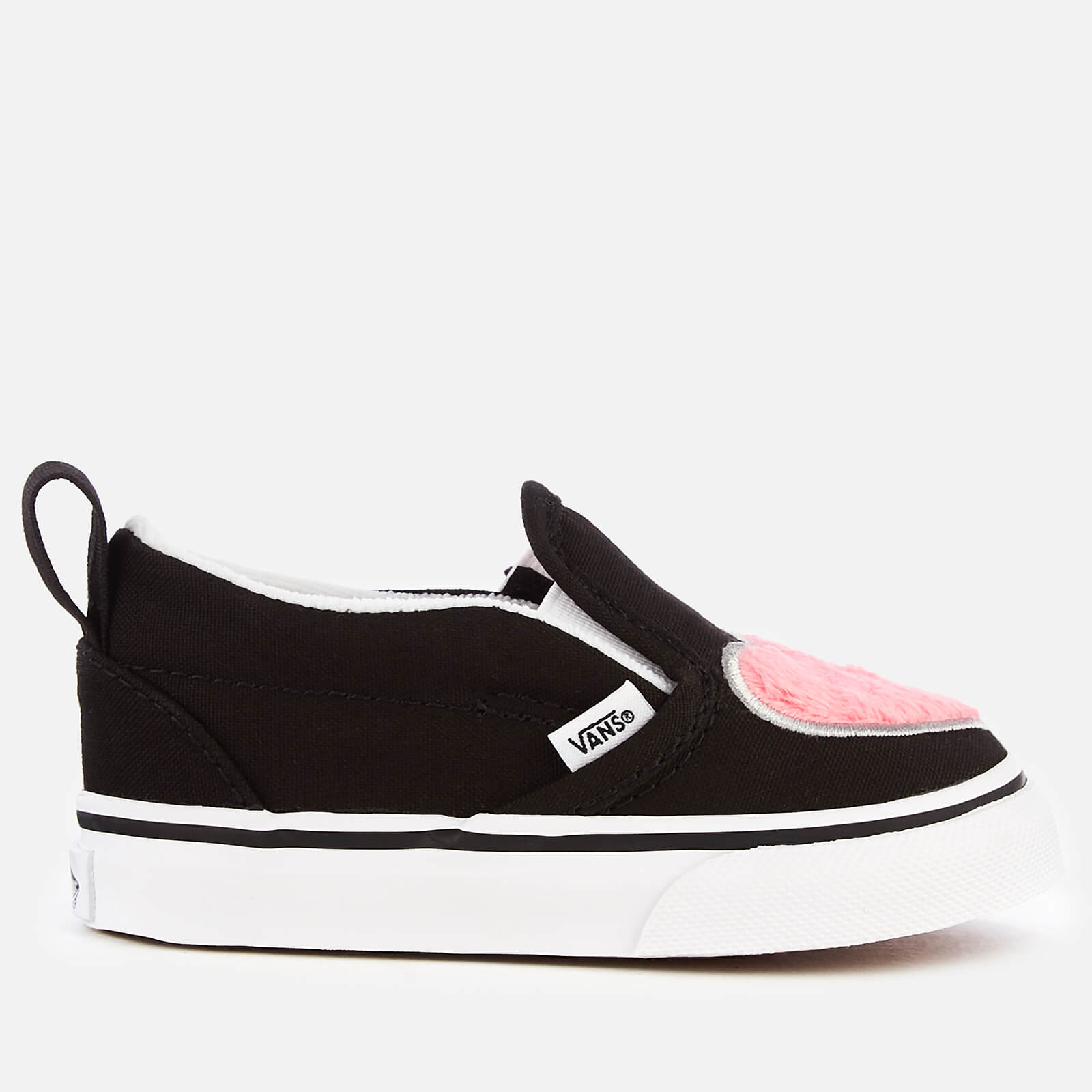 pink and black vans with hearts