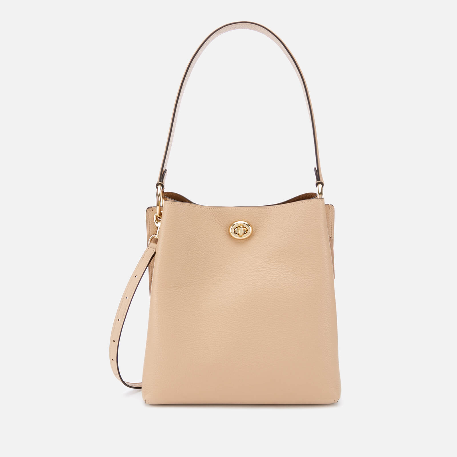 polished pebble leather charlie bucket crossbody