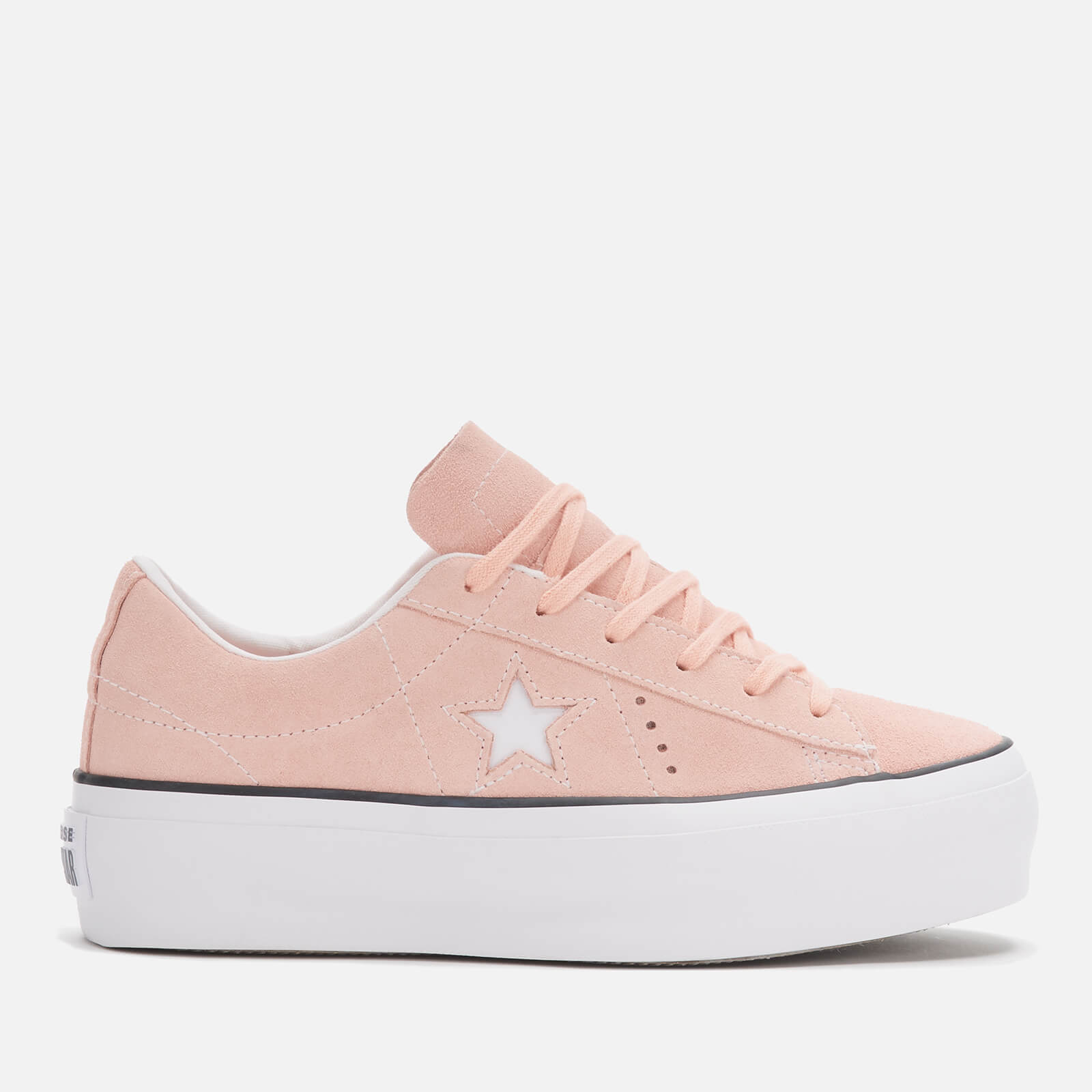 Converse Women's One Star Platform Ox Trainers - Bleached Coral/Black/White - UK 4 - Pink