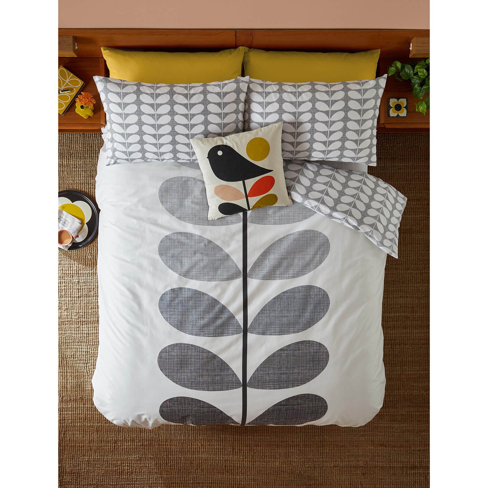 Orla Kiely Placement Scribble Stem Quilt Cover Grey