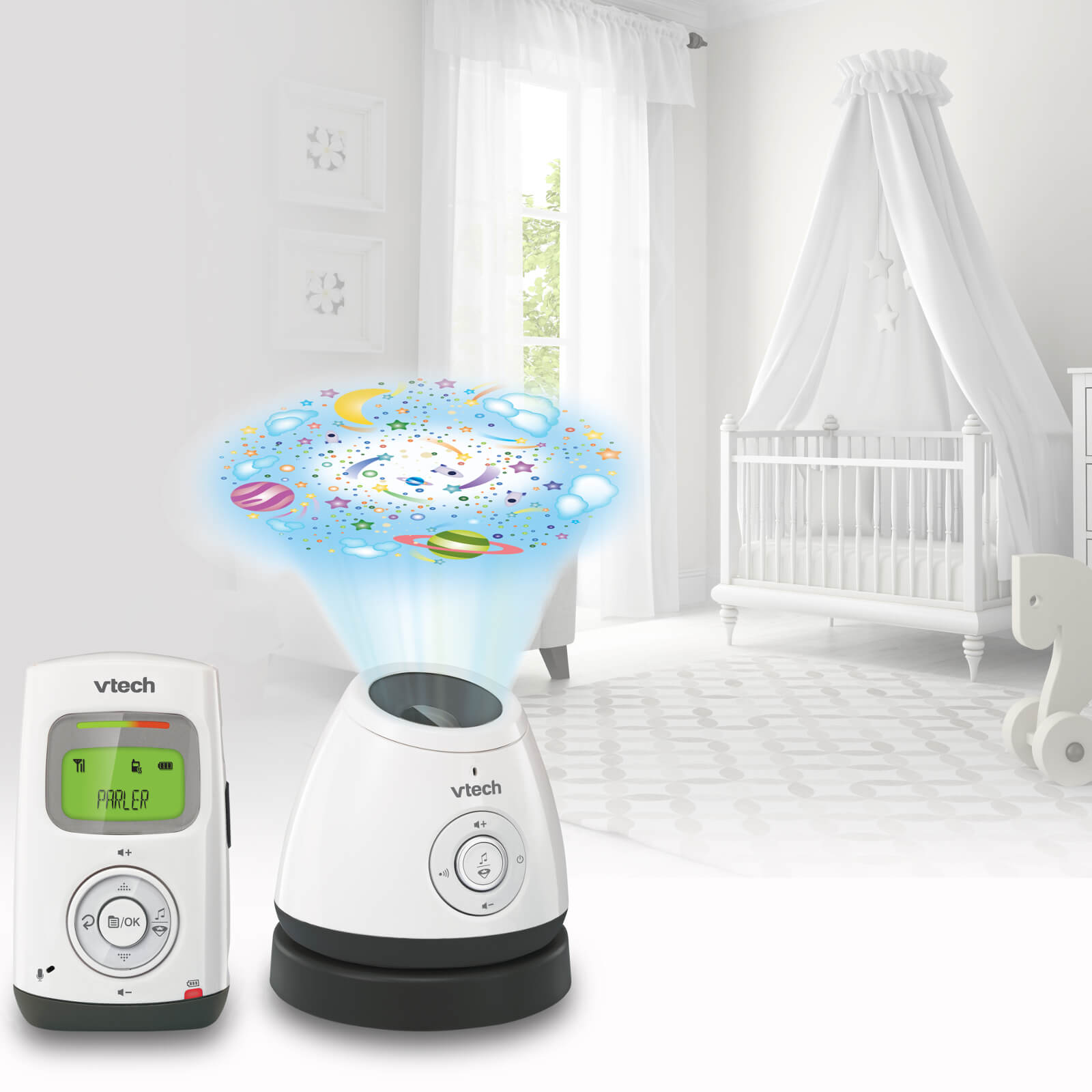 vtech safe and sound audio monitor with lcd & light show