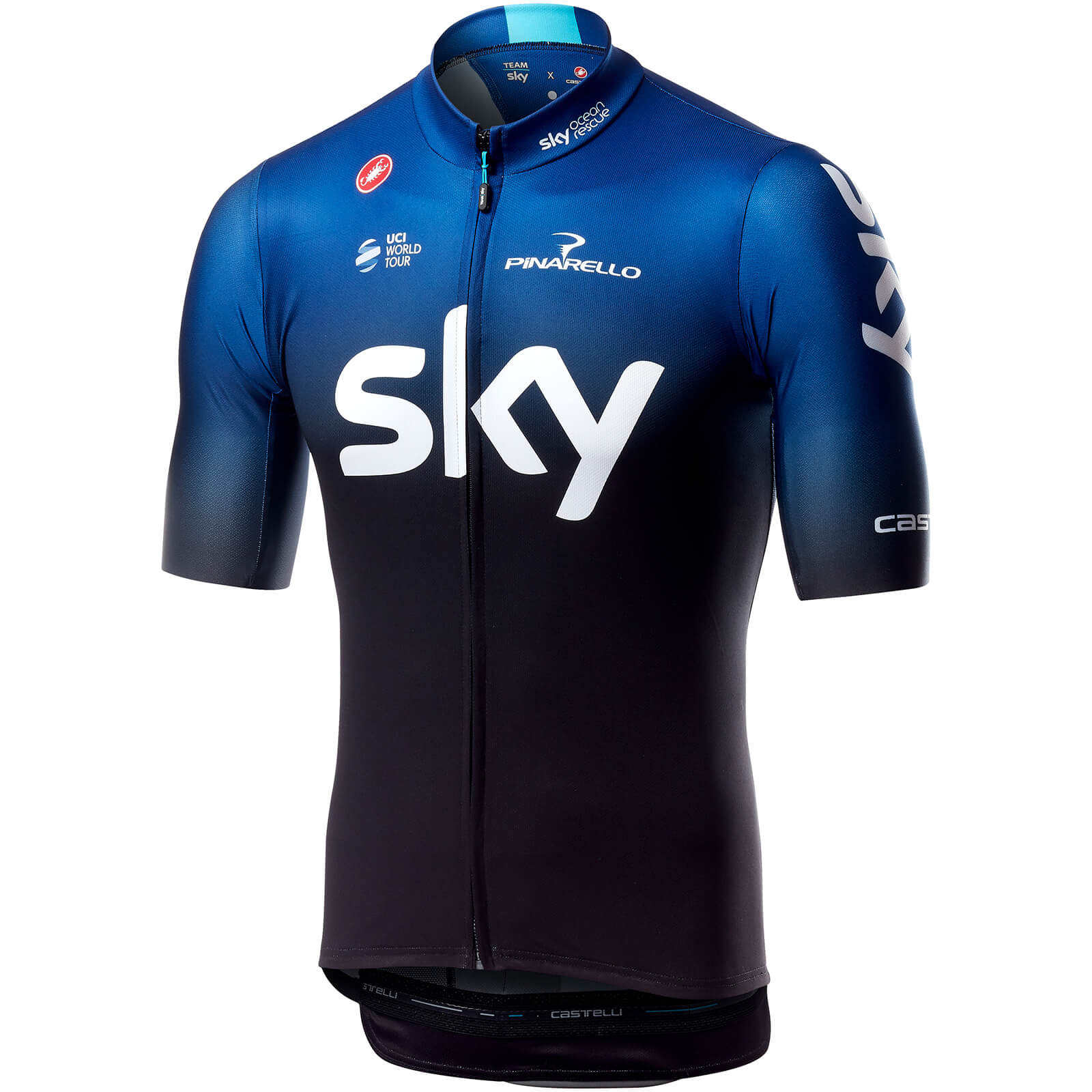 Castelli 2019 SKY Pro Team SQUADRA Short Sleeve Cycling Jersey BLACK//DARK OCEAN