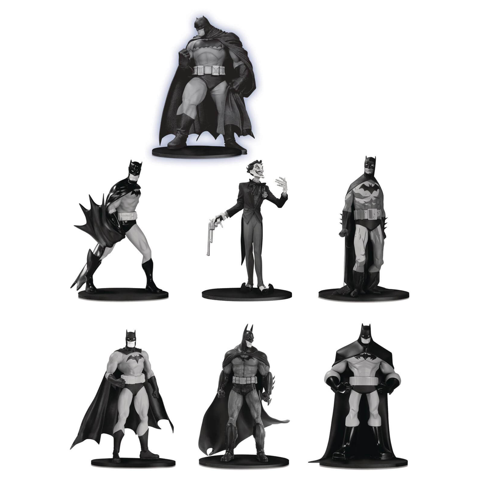 black and white batman figure