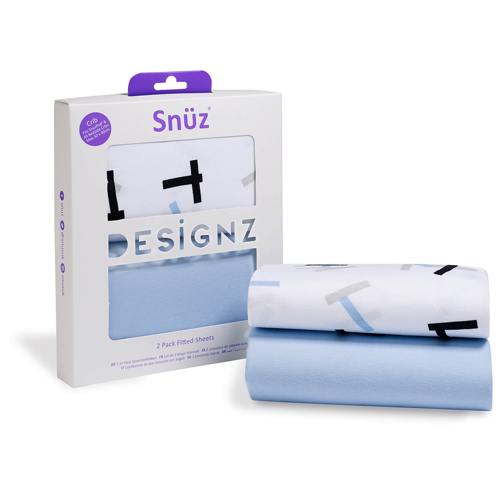 Snuz Bedside Crib 2 Pack Fitted Sheets Geo Breeze Haushaltswaren