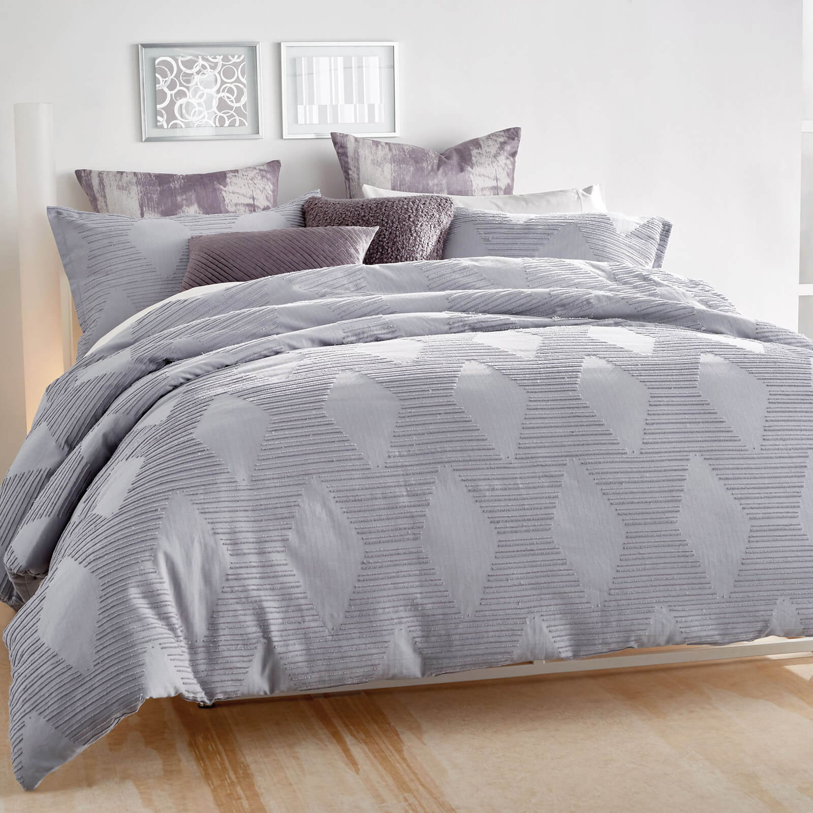 Dkny Geo Clip Jacquard Duvet Cover Purple Dusk Homeware Thehut Com