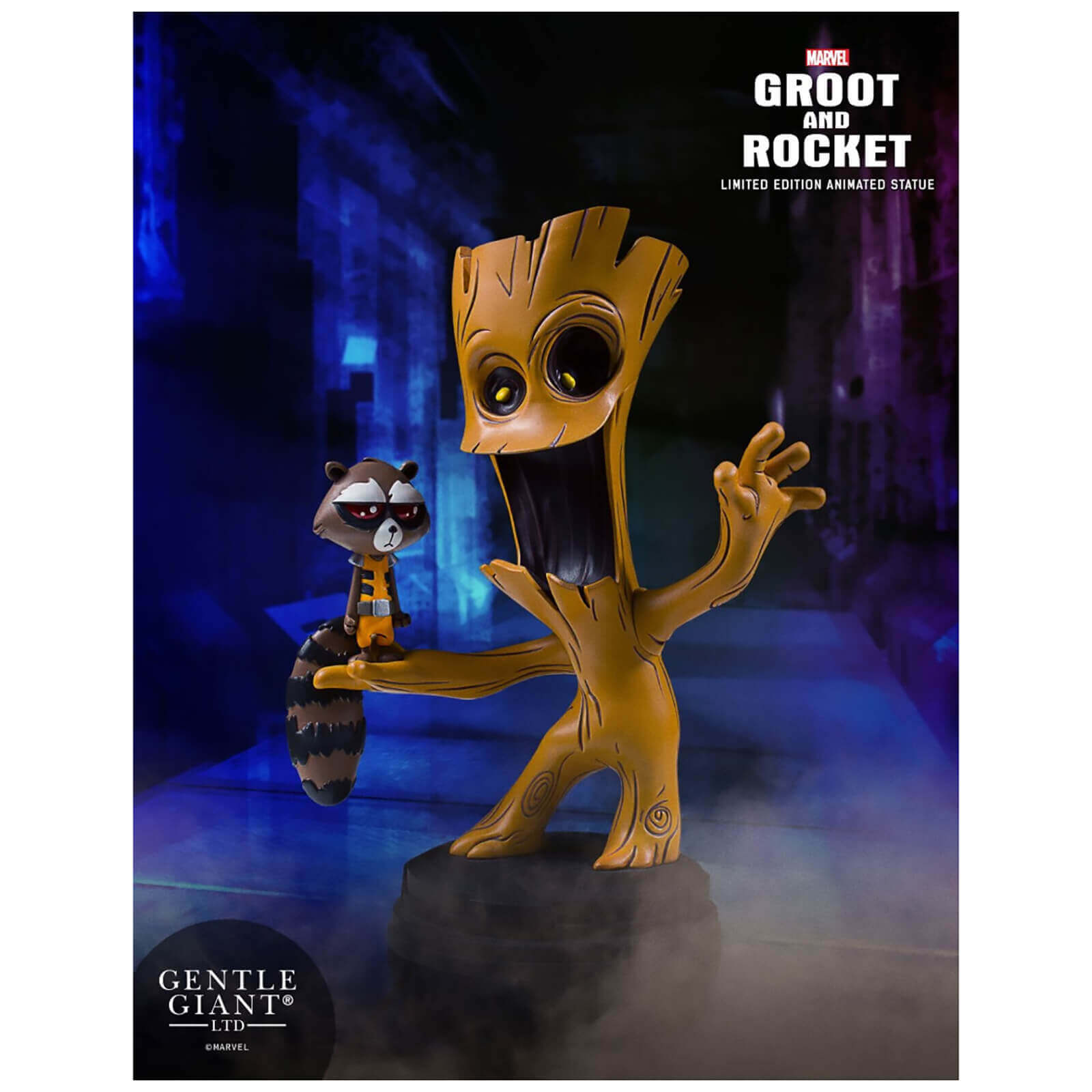 Gentle Giant Marvel Guardians Of The Galaxy Marvel Animated Style Groot Rocket Raccoon Statue 10cm