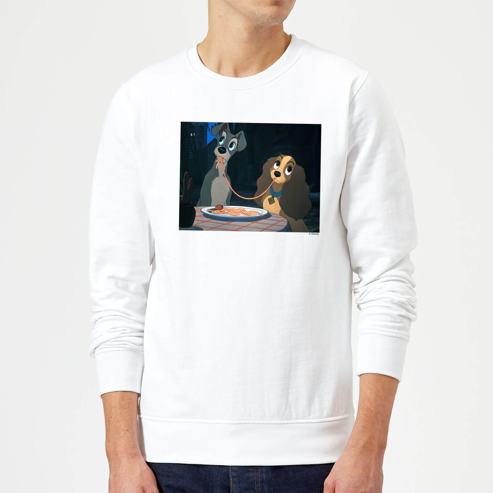 Disney Lady And The Tramp Spaghetti Scene Sweatshirt White