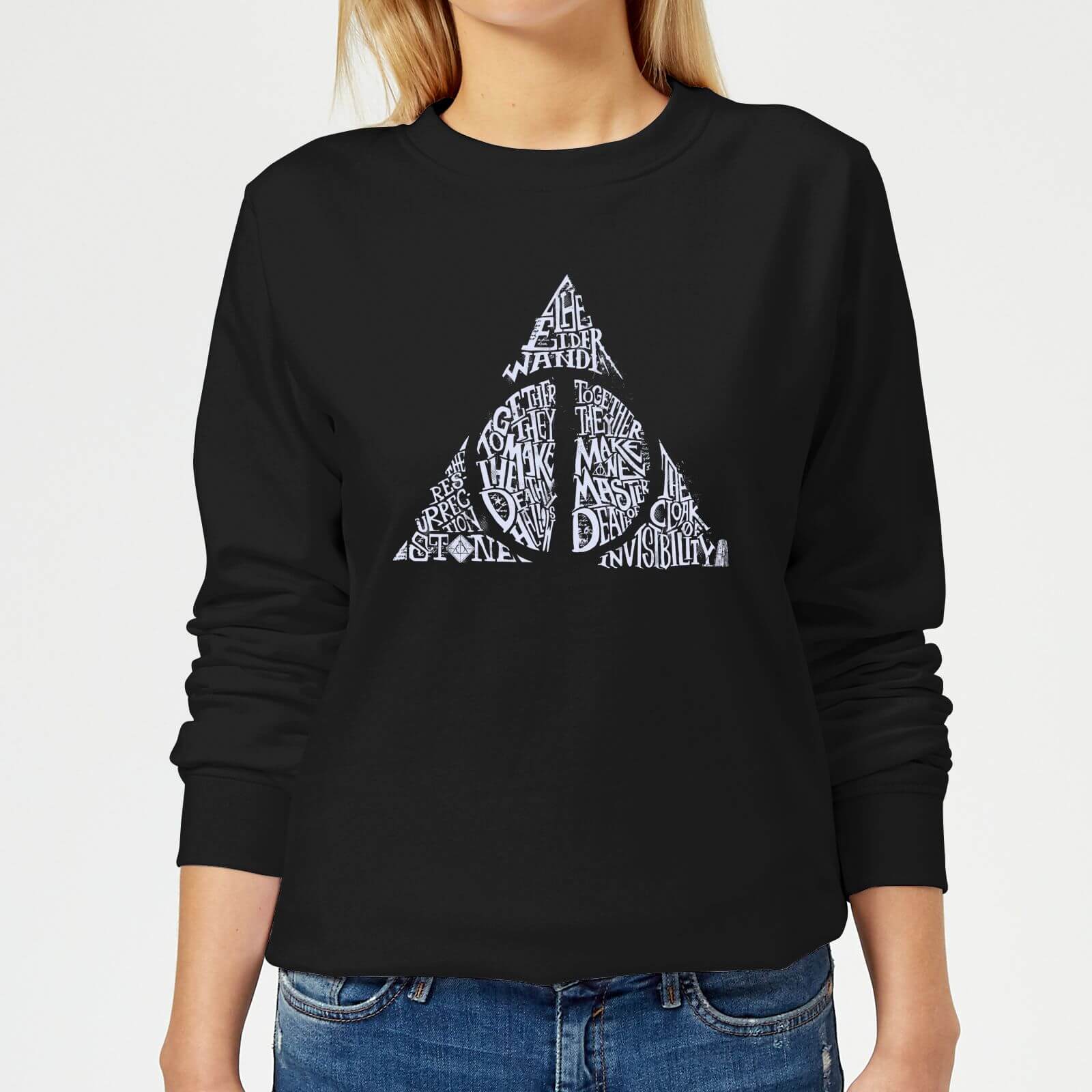 Harry Potter Deathly Hallows Text Dames Trui Zwart Zavvi Nl