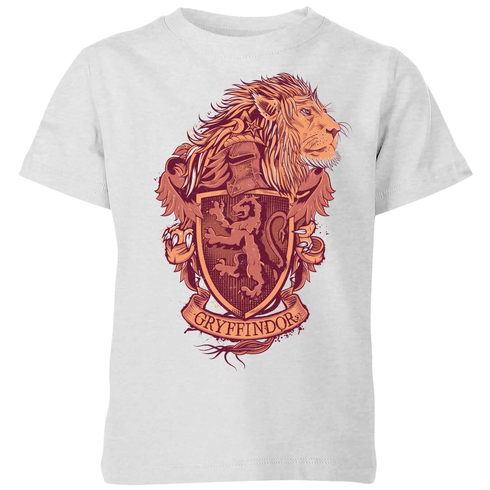Harry Potter Gryffindor Drawn Crest Kids T Shirt Grey Clothing Zavvi Uk