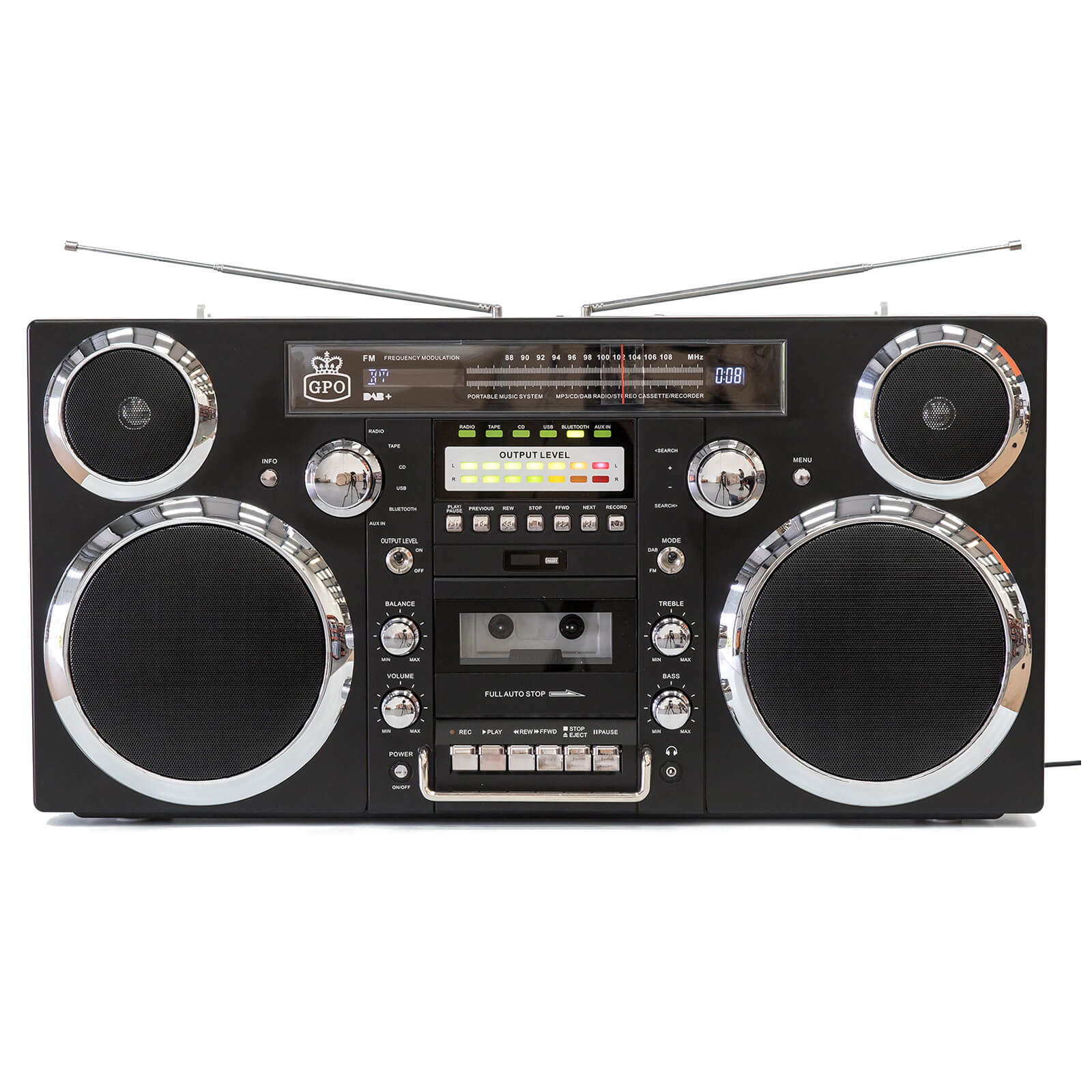 Gpo Brooklyn Portable 1980s Retro Style Music System Boombox With
