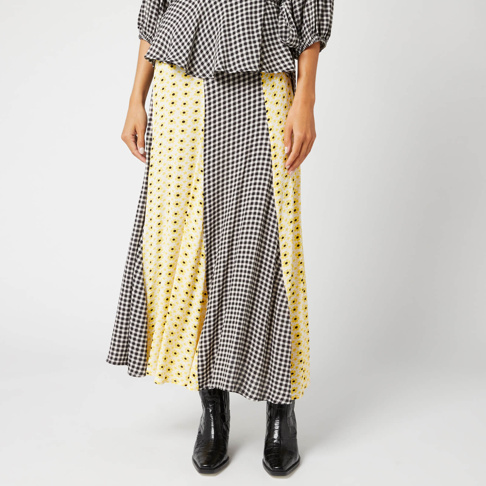 Ganni sales gingham skirt