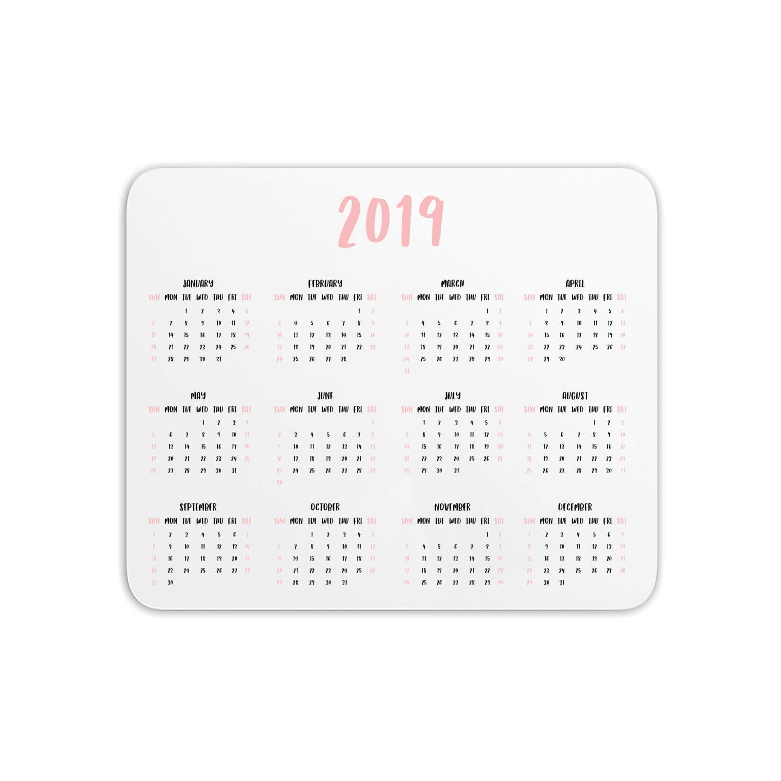 Mouse Mats 2019 Calendar Pink Mouse Mat Iwoot